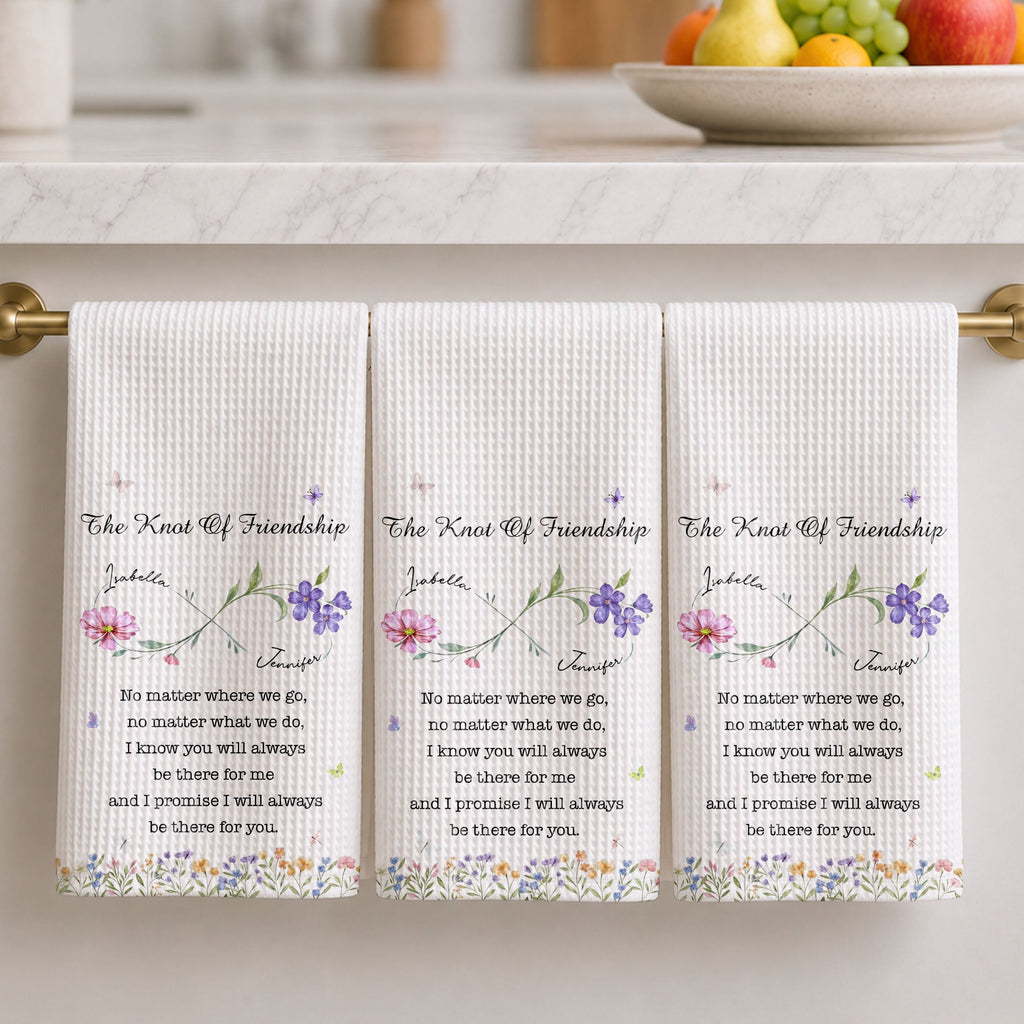 Personalized Kitchen Towel Custom Birth Month Flowers Gift for Best Friends