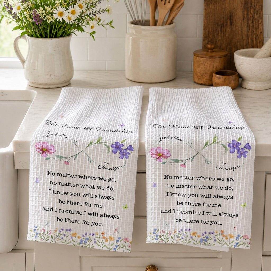 Personalized Kitchen Towel Custom Birth Month Flowers Gift for Best Friends