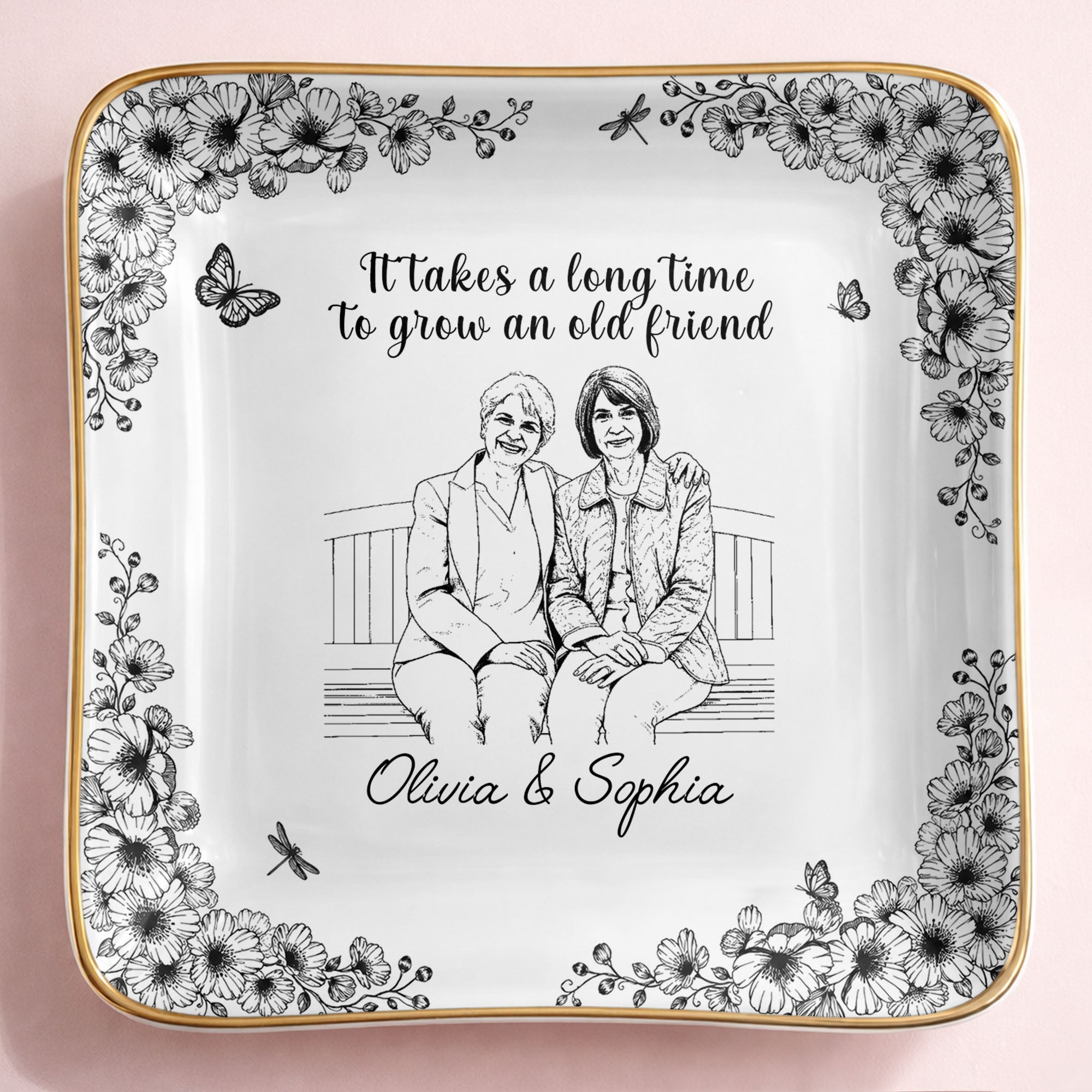 Personalized Ceramic Jewelry Dish Custom Best Friend Gift for BFF