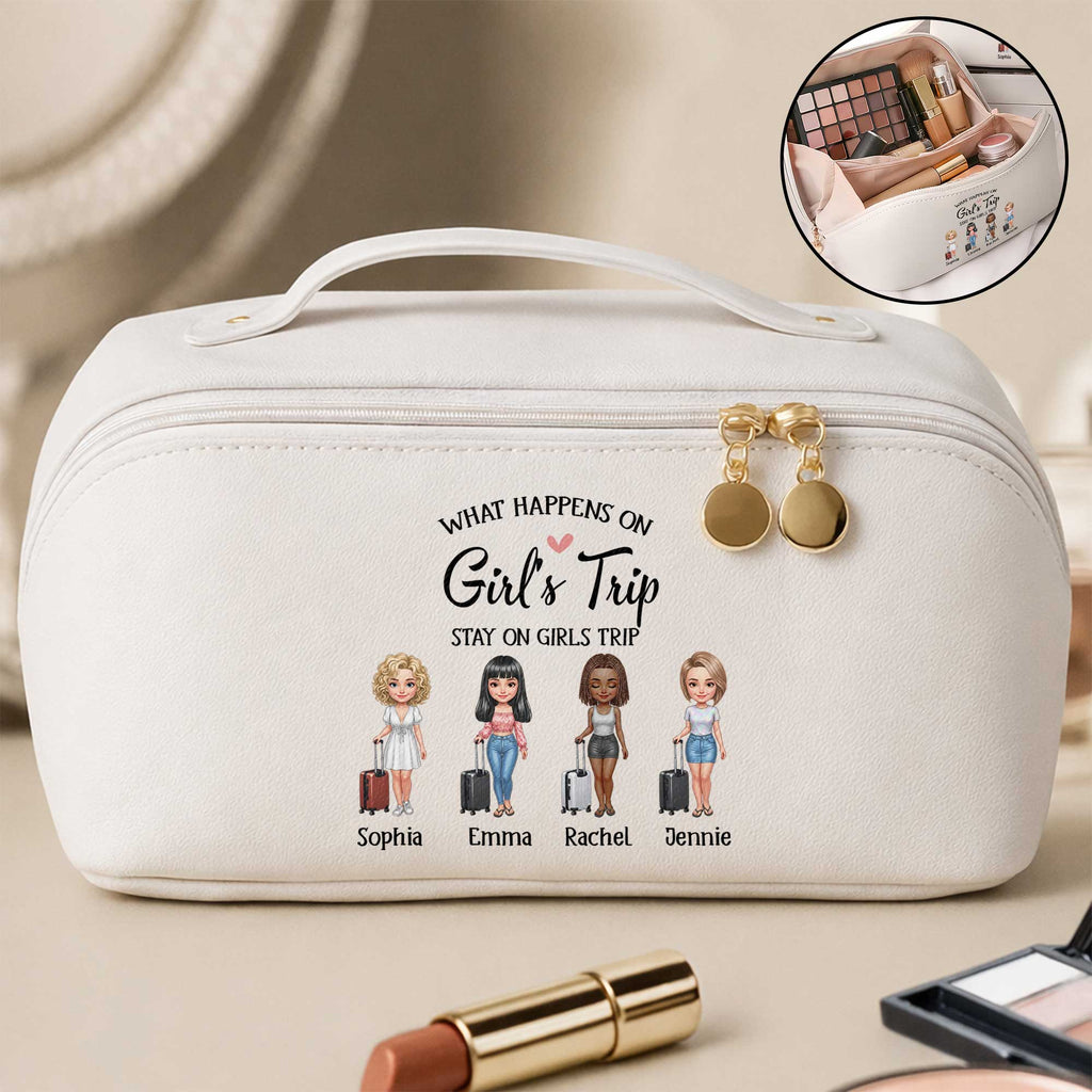 Personalized Faux Leather Makeup Bag Custom Name Gift for Besties Leather Makeup Bag GradoCreations