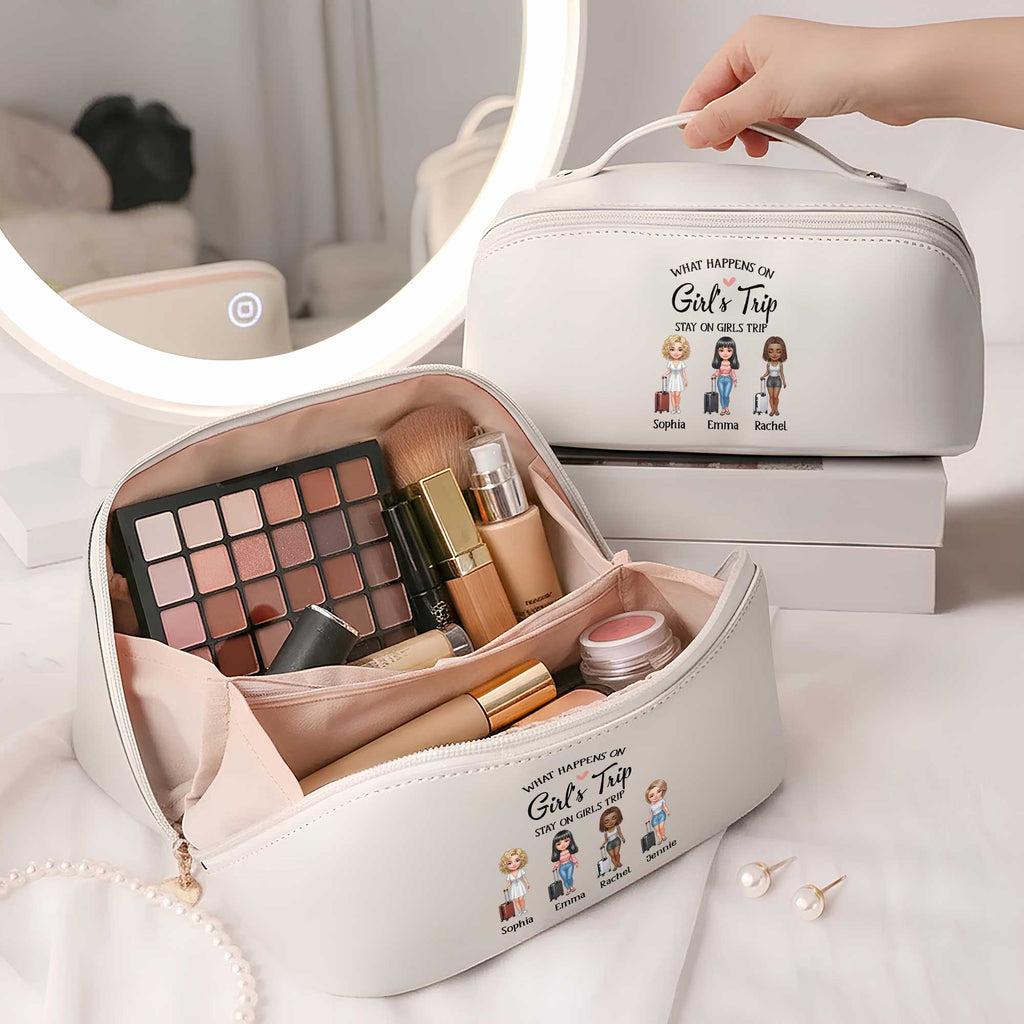 Personalized Faux Leather Makeup Bag Custom Name Gift for Besties Leather Makeup Bag GradoCreations