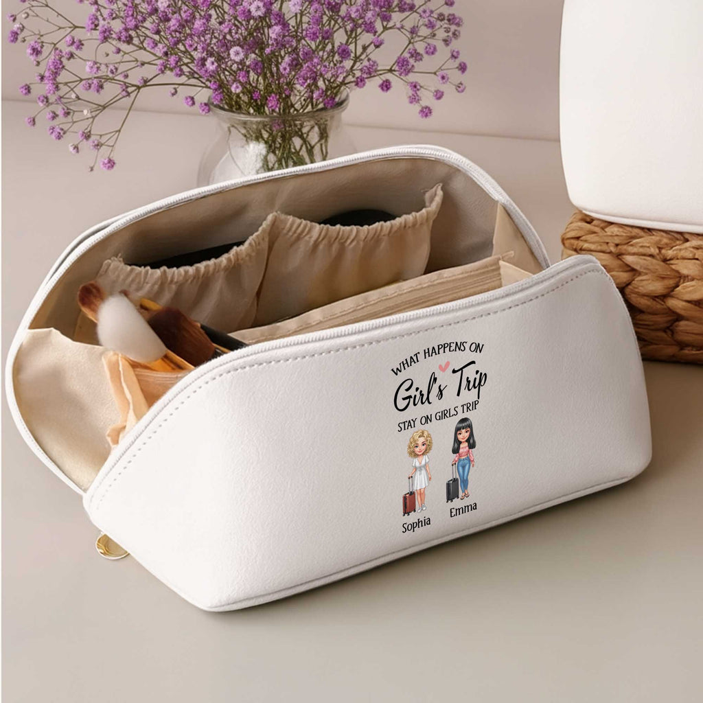Personalized Faux Leather Makeup Bag Custom Name Gift for Besties Leather Makeup Bag GradoCreations