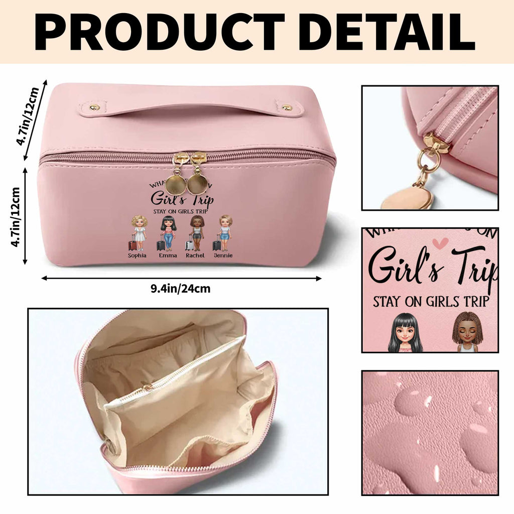 Personalized Faux Leather Makeup Bag Custom Name Gift for Besties Leather Makeup Bag GradoCreations