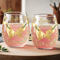Personalized Stemless Wine Glass Bestie Gift Custom Name Floral Wine Glasses GradoCreations
