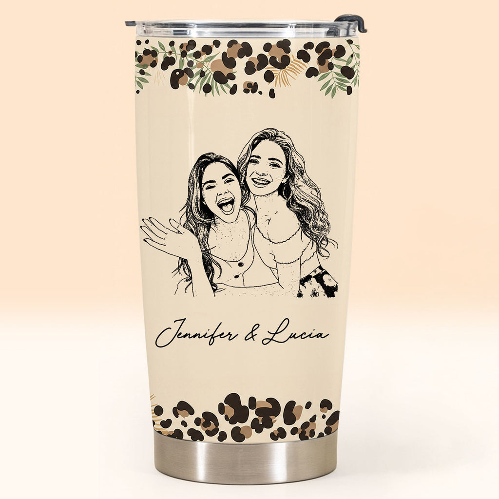 Personalized Leopard Print 20oz Tumbler Custom Gift for Best Friends