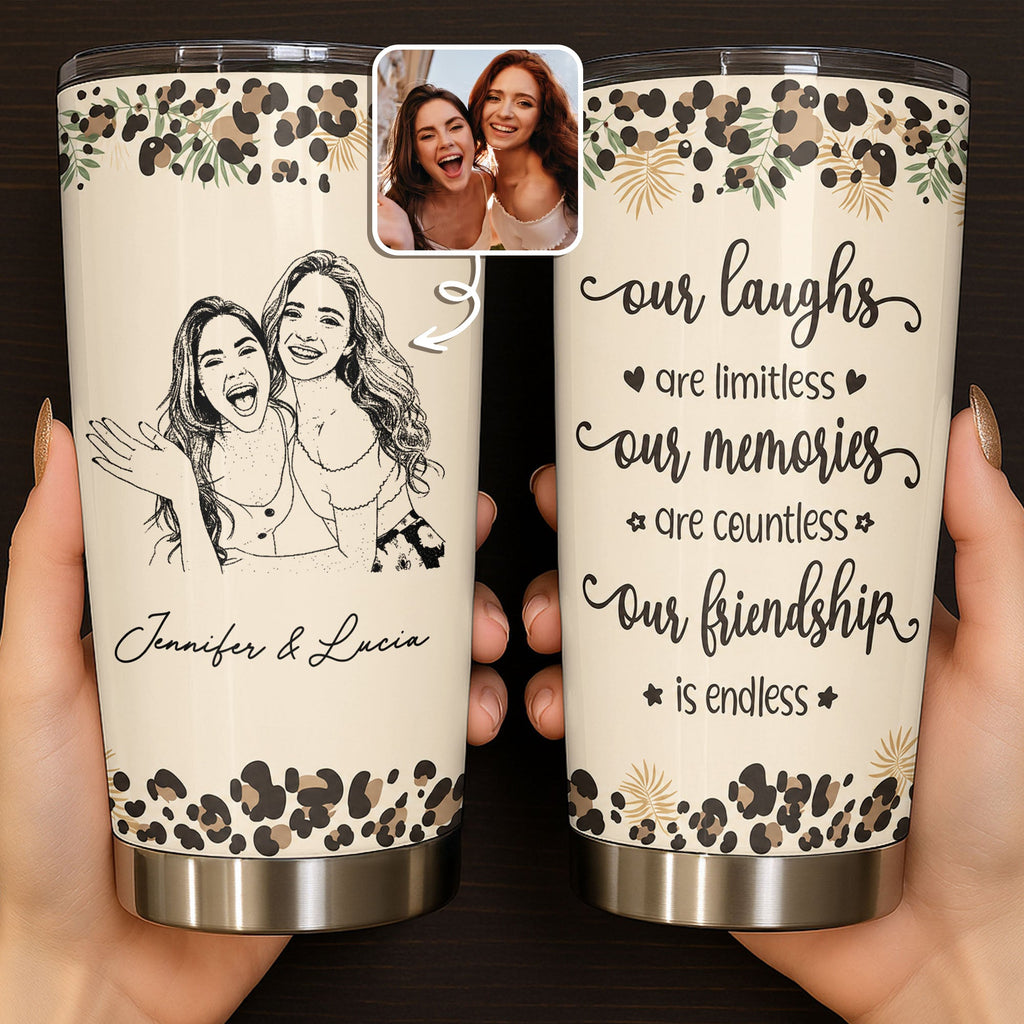 Personalized Leopard Print 20oz Tumbler Custom Gift for Best Friends