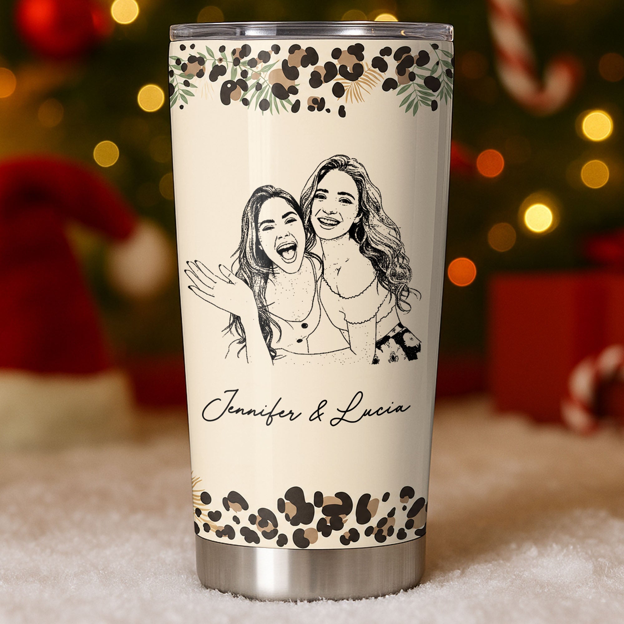 Personalized Leopard Print 20oz Tumbler Custom Gift for Best Friends