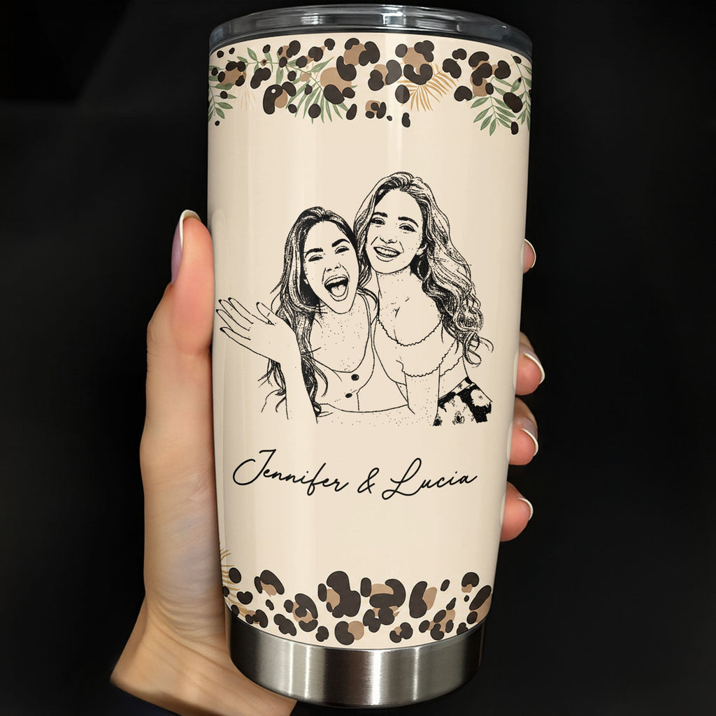 Personalized Leopard Print 20oz Tumbler Custom Gift for Best Friends