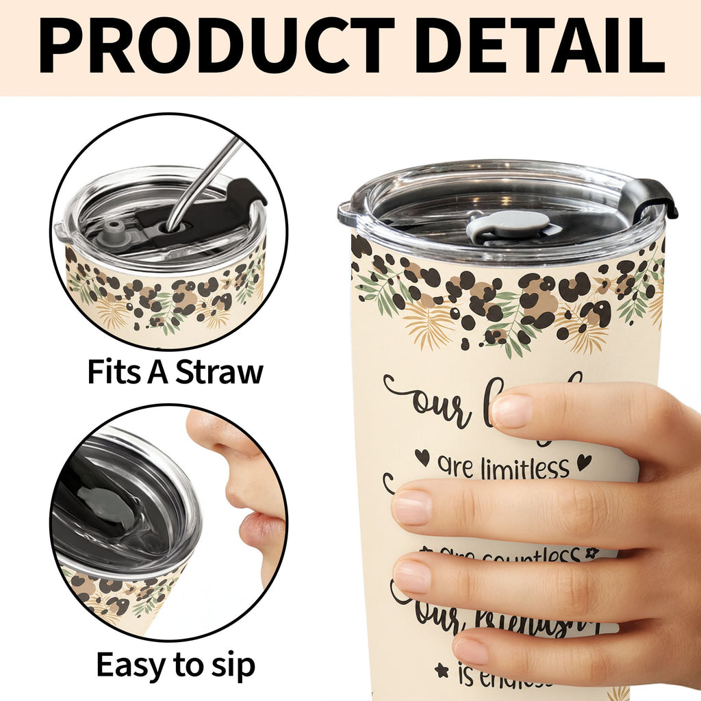 Personalized Leopard Print 20oz Tumbler Custom Gift for Best Friends