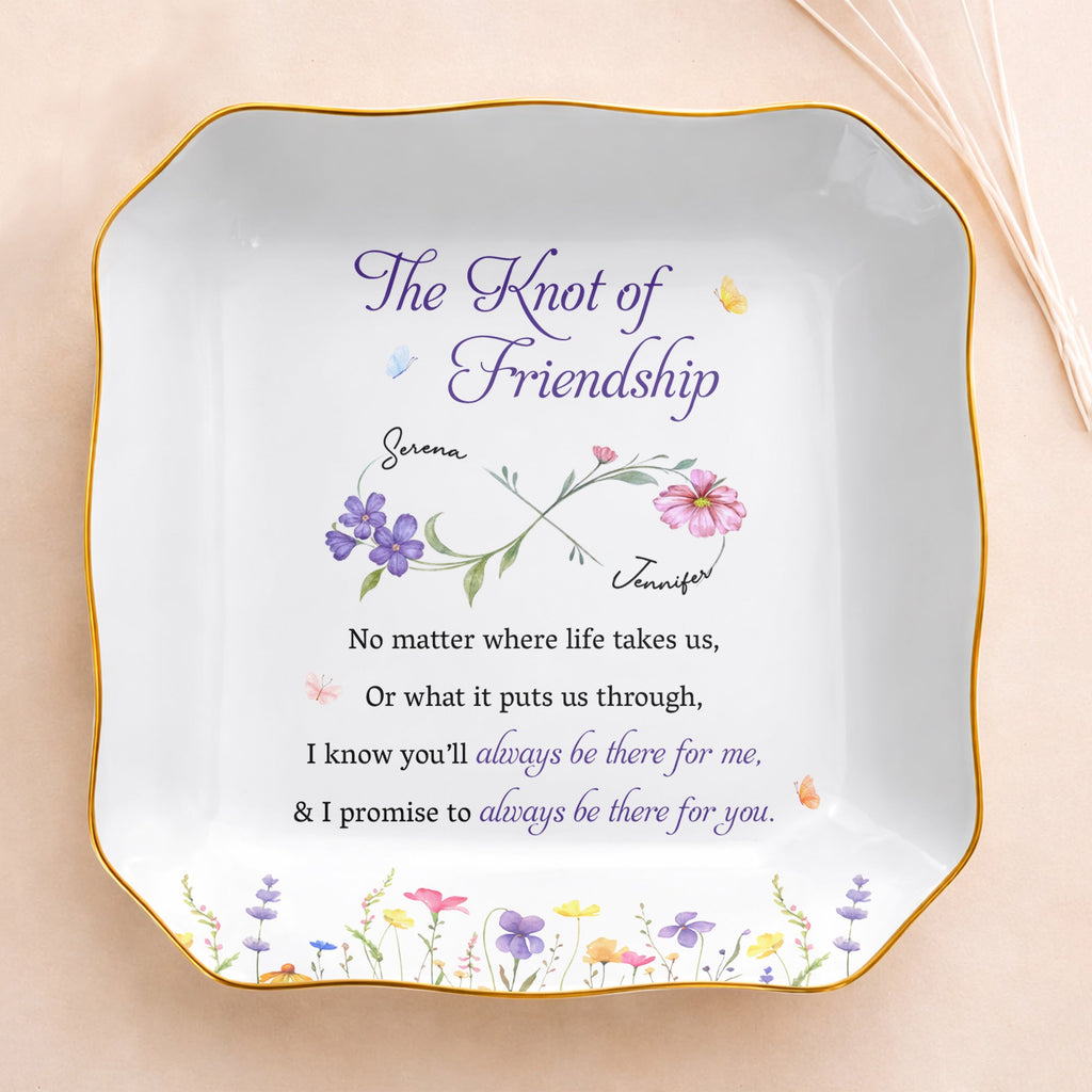 Personalized Lace Square Jewelry Dish Custom Name Gift for Bestie Lace Square Jewelry Dish GradoCreations