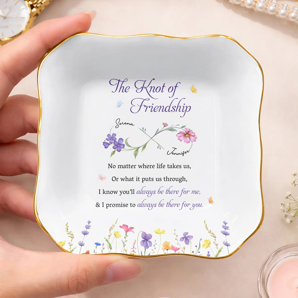 Personalized Lace Square Jewelry Dish Custom Name Gift for Bestie Lace Square Jewelry Dish GradoCreations