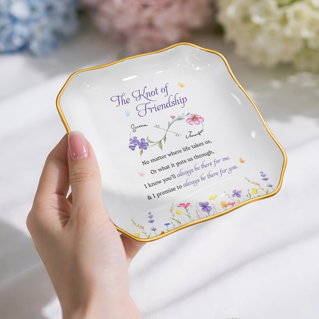 Personalized Lace Square Jewelry Dish Custom Name Gift for Bestie Lace Square Jewelry Dish GradoCreations