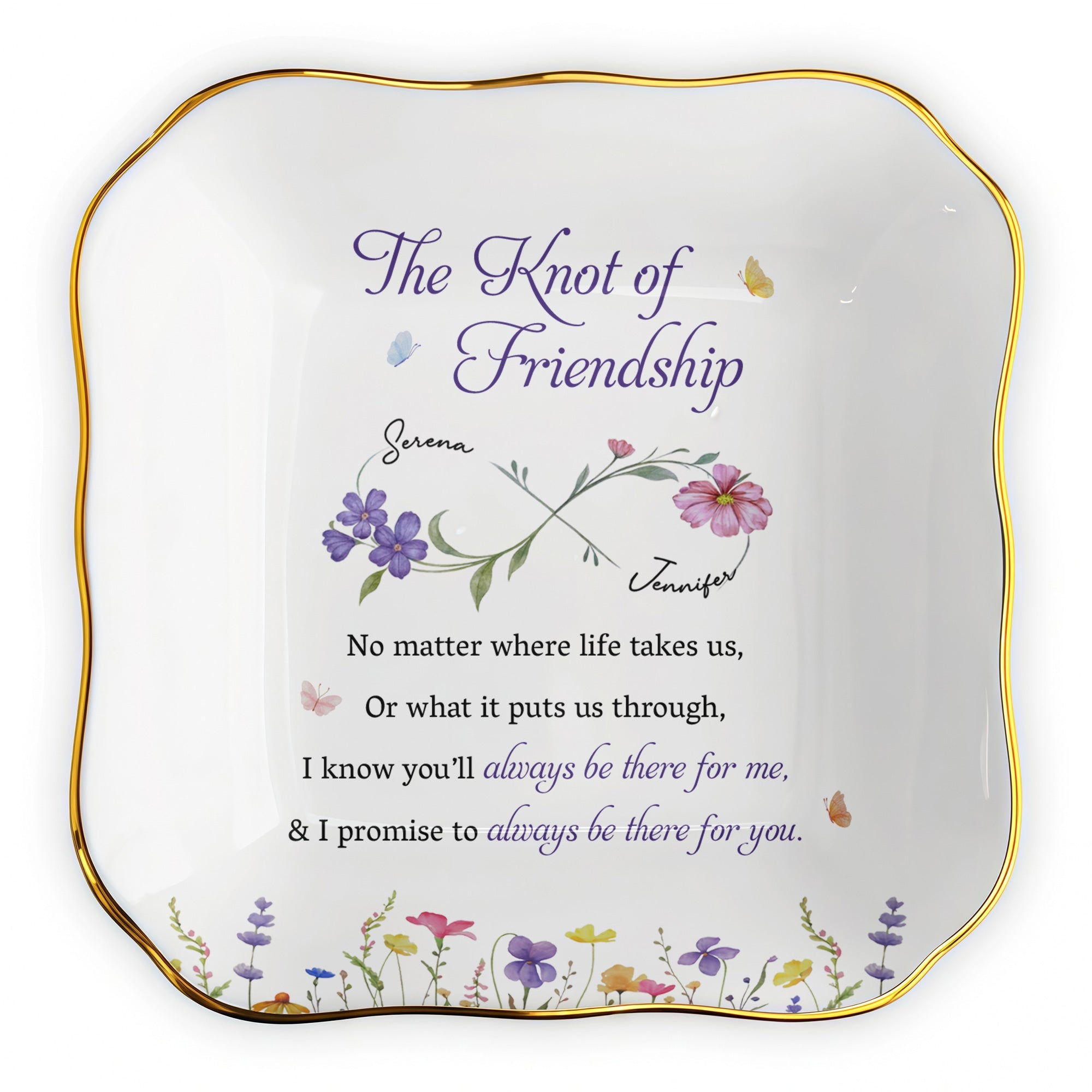 Personalized Lace Square Jewelry Dish Custom Name Gift for Bestie Lace Square Jewelry Dish GradoCreations