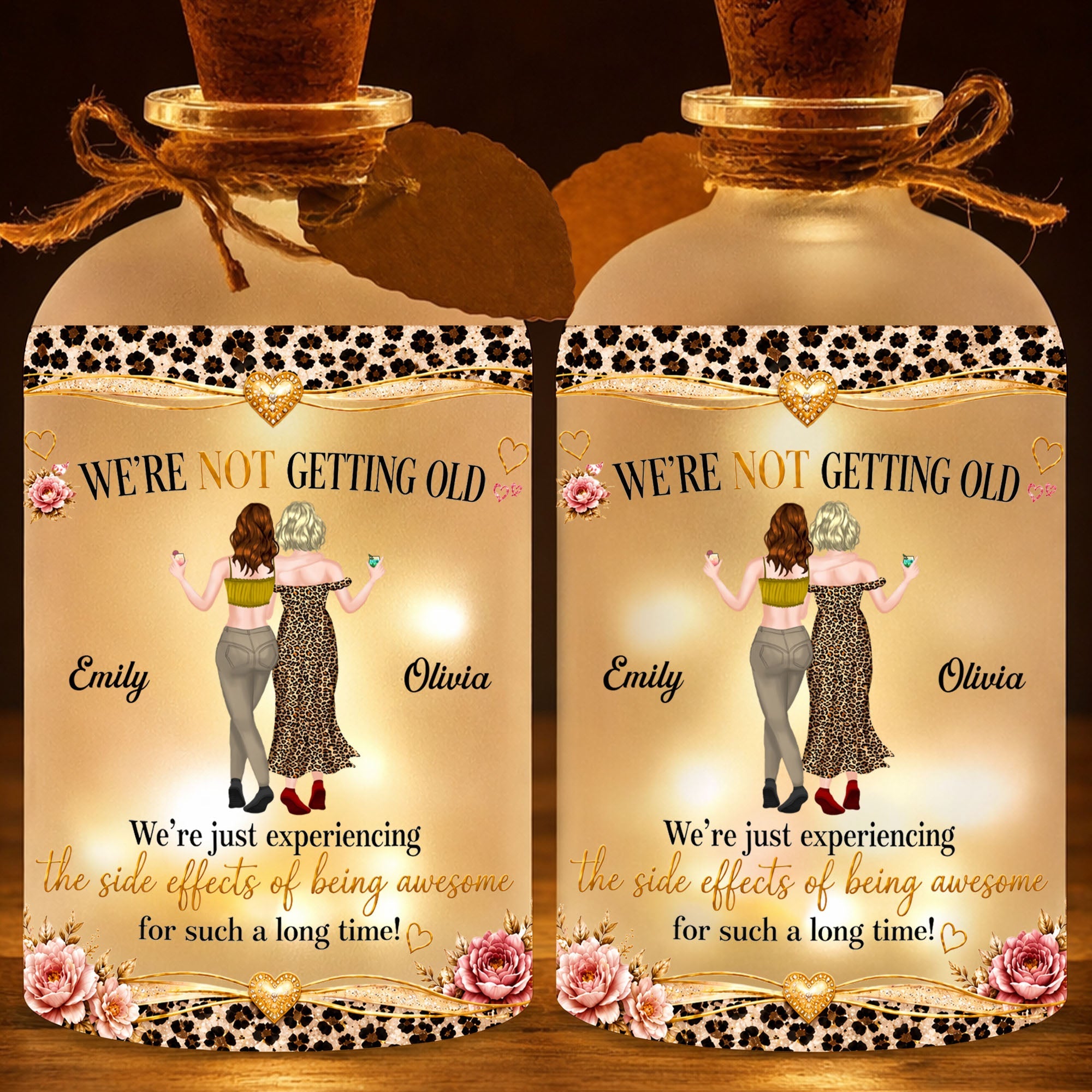 Personalized Frosted Glass Short Bottle Light Gift for Besties Short Bottle Light GradoCreations