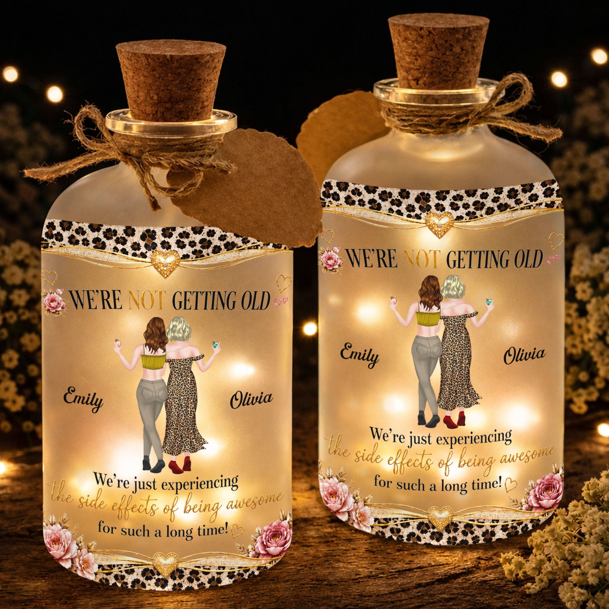 Personalized Frosted Glass Short Bottle Light Gift for Besties Short Bottle Light GradoCreations