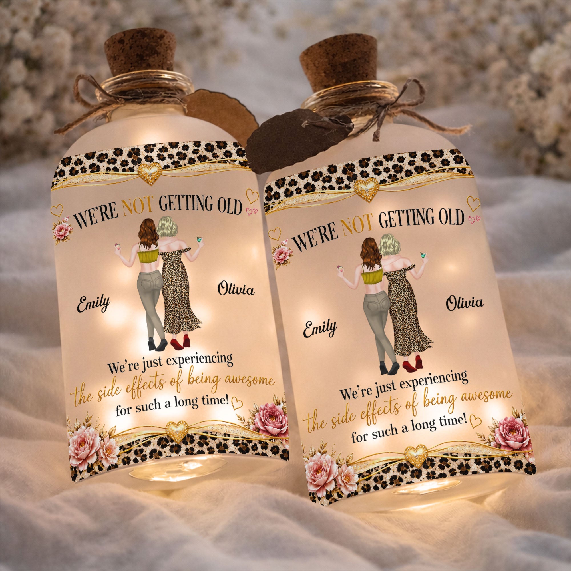 Personalized Frosted Glass Short Bottle Light Gift for Besties Short Bottle Light GradoCreations