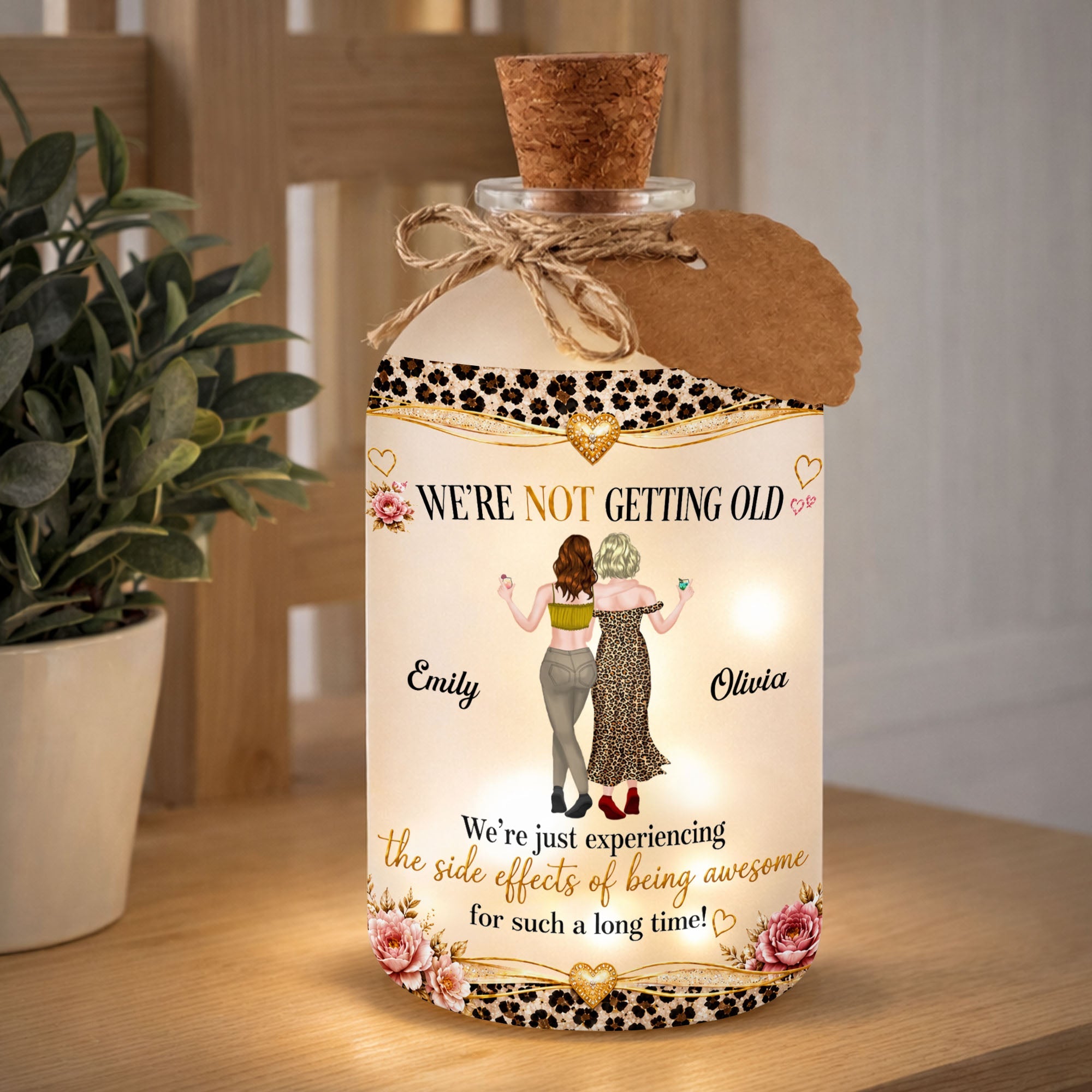 Personalized Frosted Glass Short Bottle Light Gift for Besties Short Bottle Light GradoCreations