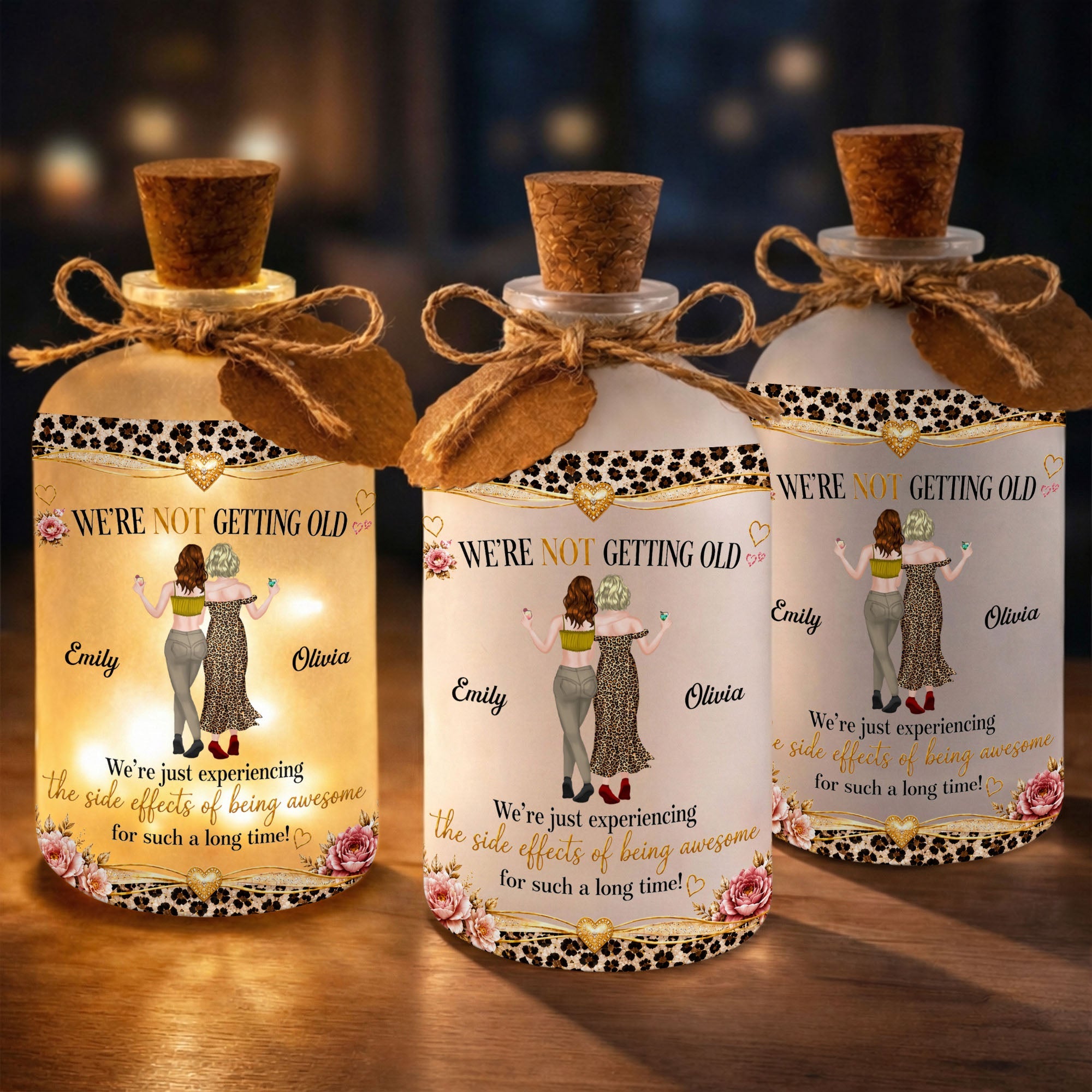 Personalized Frosted Glass Short Bottle Light Gift for Besties Short Bottle Light GradoCreations