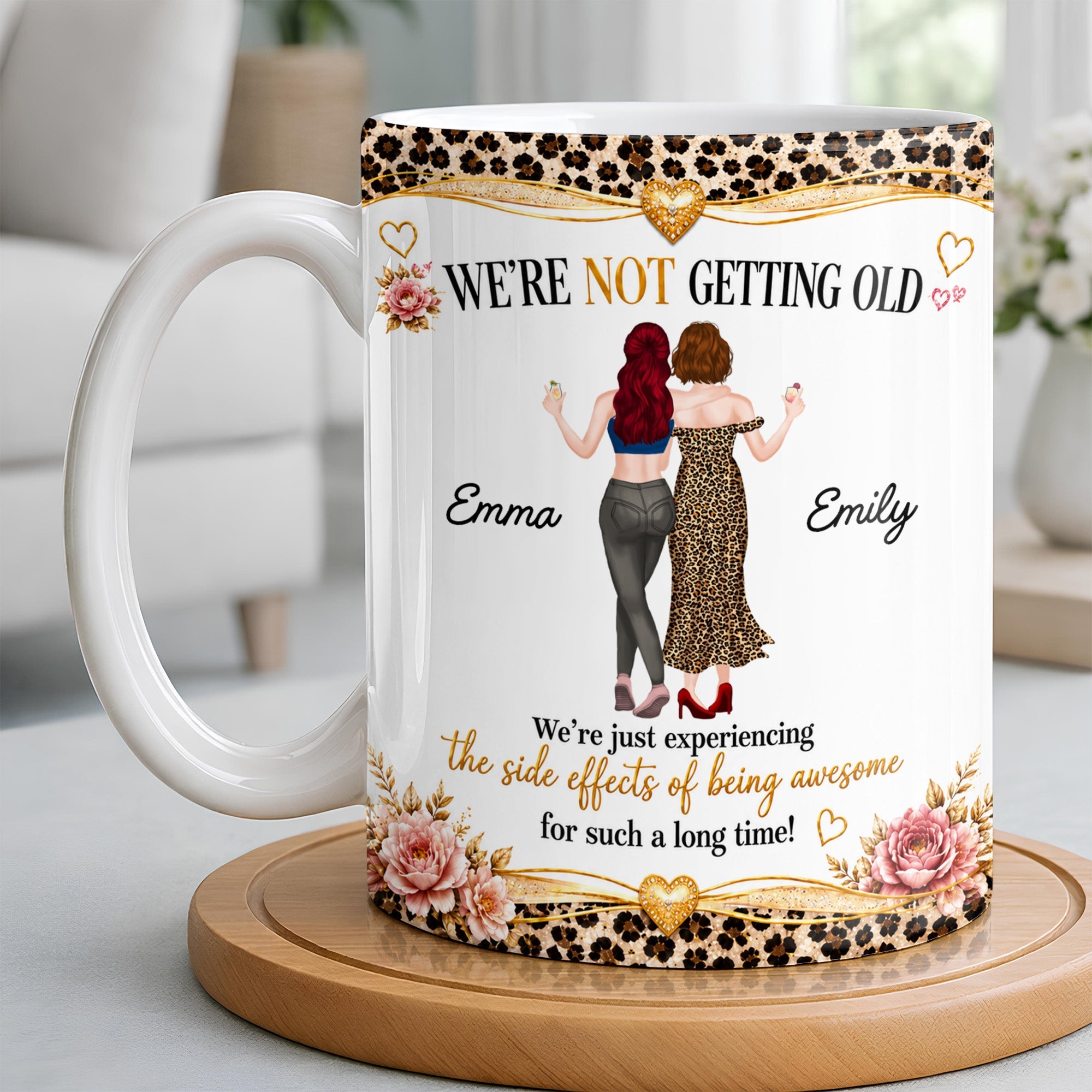 Personalized Leopard Print Coffee Mug Custom Name Gift for Best Friends Edge-to-edge Mug GradoCreations