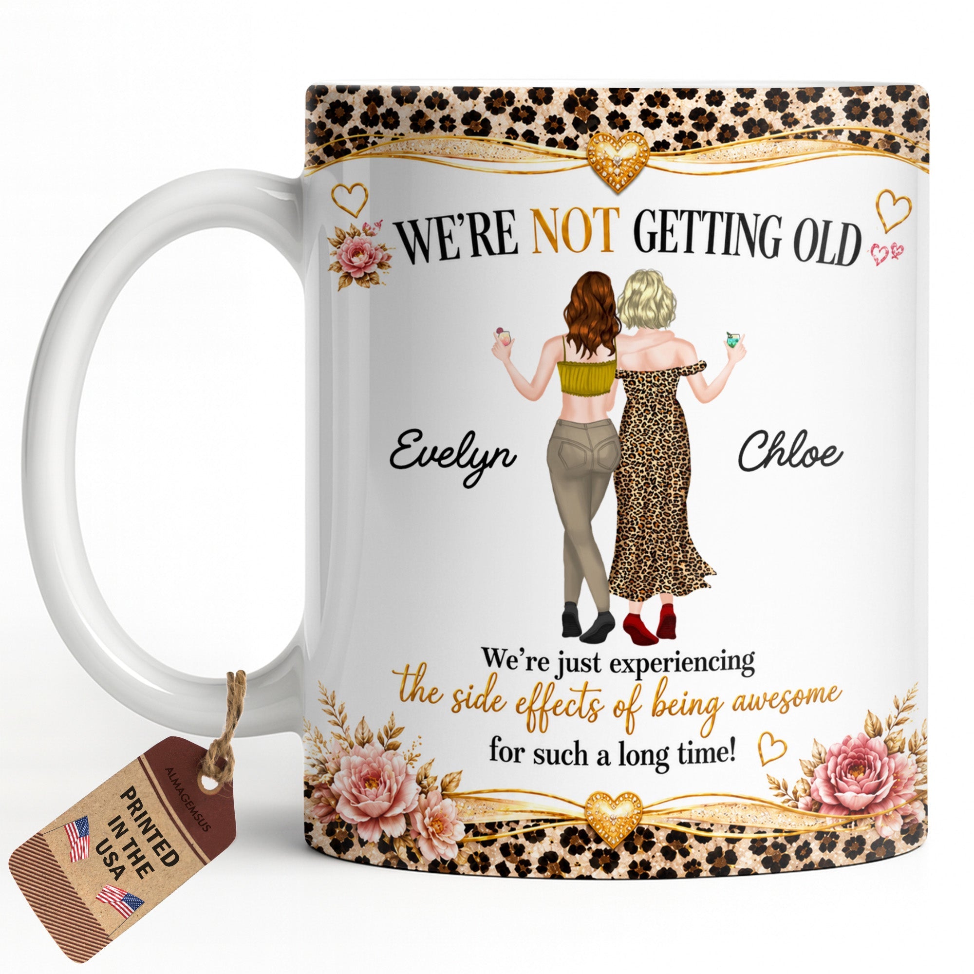 Personalized Leopard Print Coffee Mug Custom Name Gift for Best Friends Edge-to-edge Mug GradoCreations