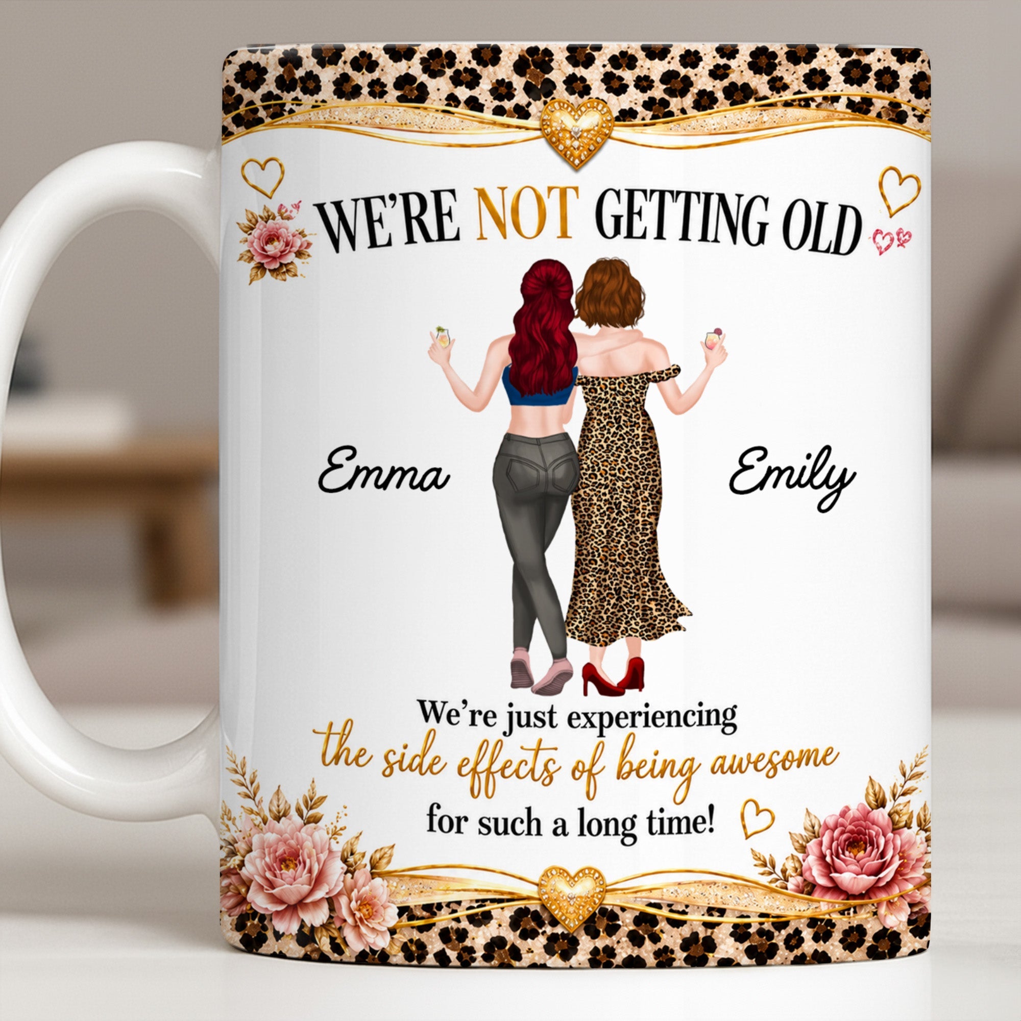Personalized Leopard Print Coffee Mug Custom Name Gift for Best Friends Edge-to-edge Mug GradoCreations