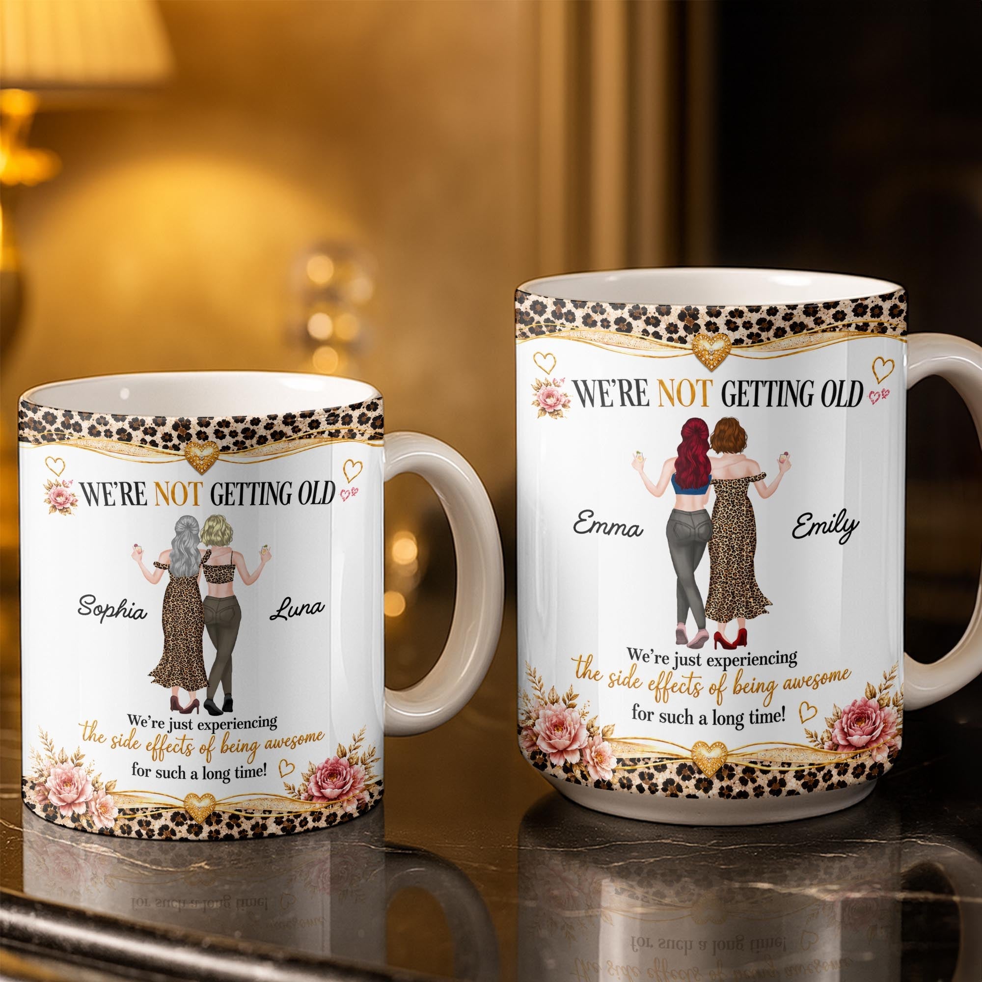 Personalized Leopard Print Coffee Mug Custom Name Gift for Best Friends Edge-to-edge Mug GradoCreations