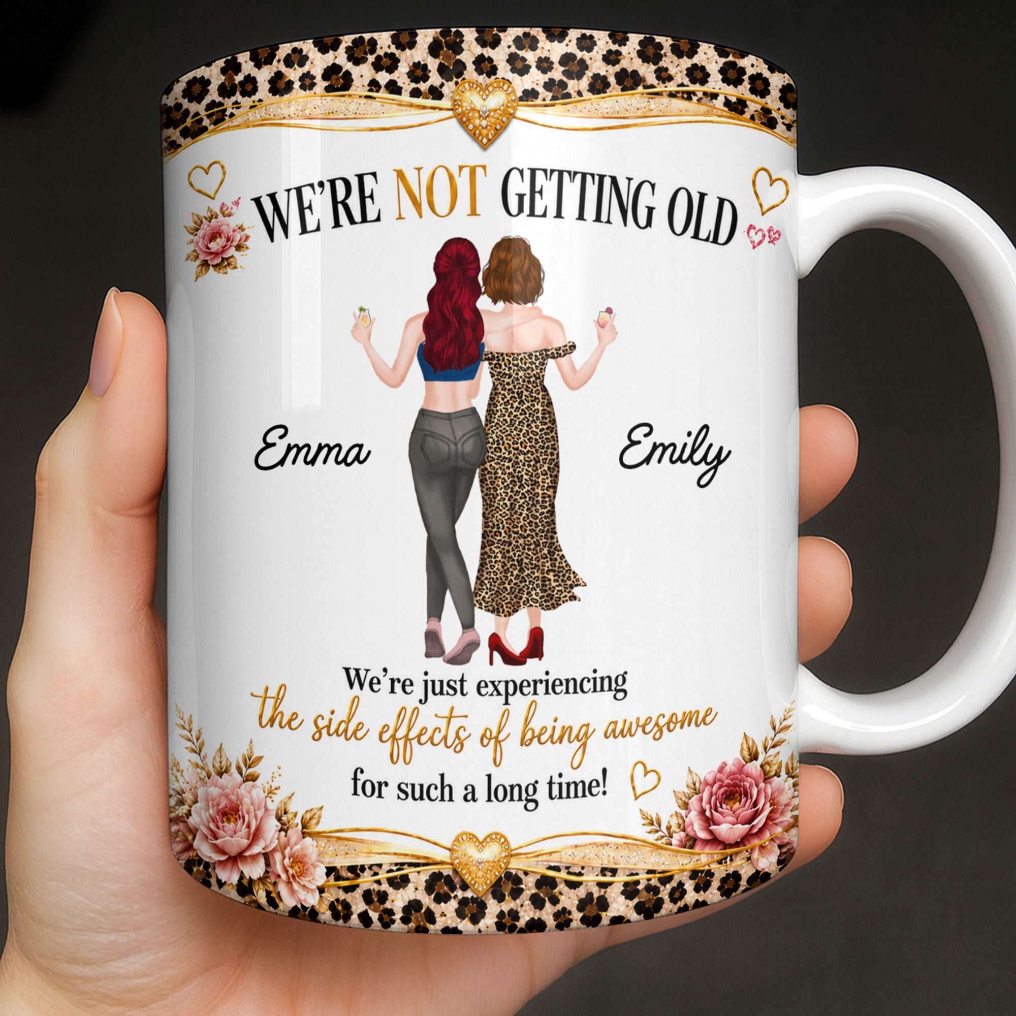 Personalized Leopard Print Coffee Mug Custom Name Gift for Best Friends Edge-to-edge Mug GradoCreations