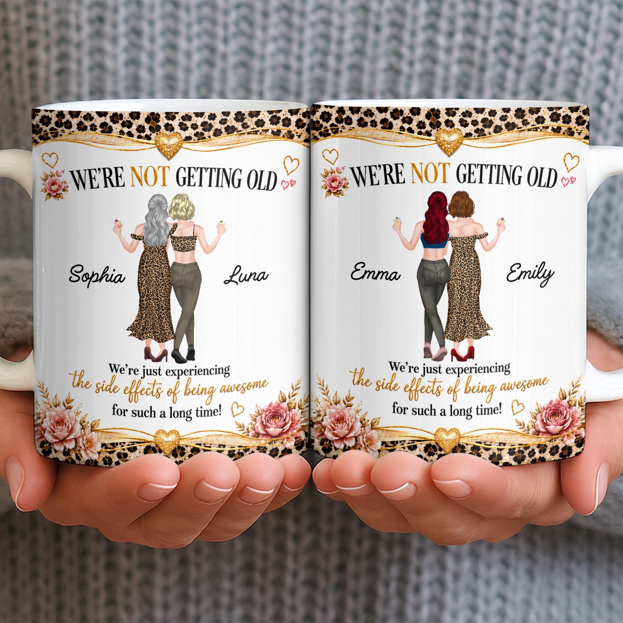 Personalized Leopard Print Coffee Mug Custom Name Gift for Best Friends Edge-to-edge Mug GradoCreations