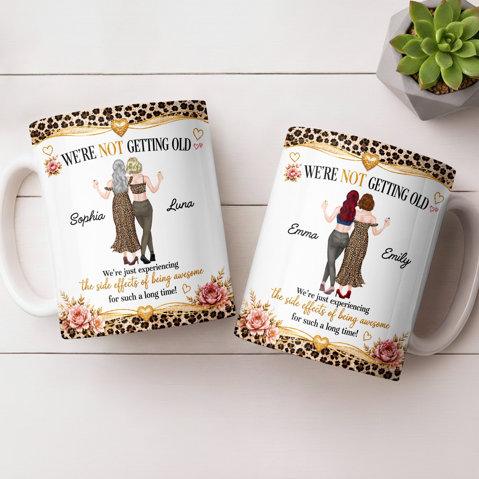 Personalized Leopard Print Coffee Mug Custom Name Gift for Best Friends Edge-to-edge Mug GradoCreations