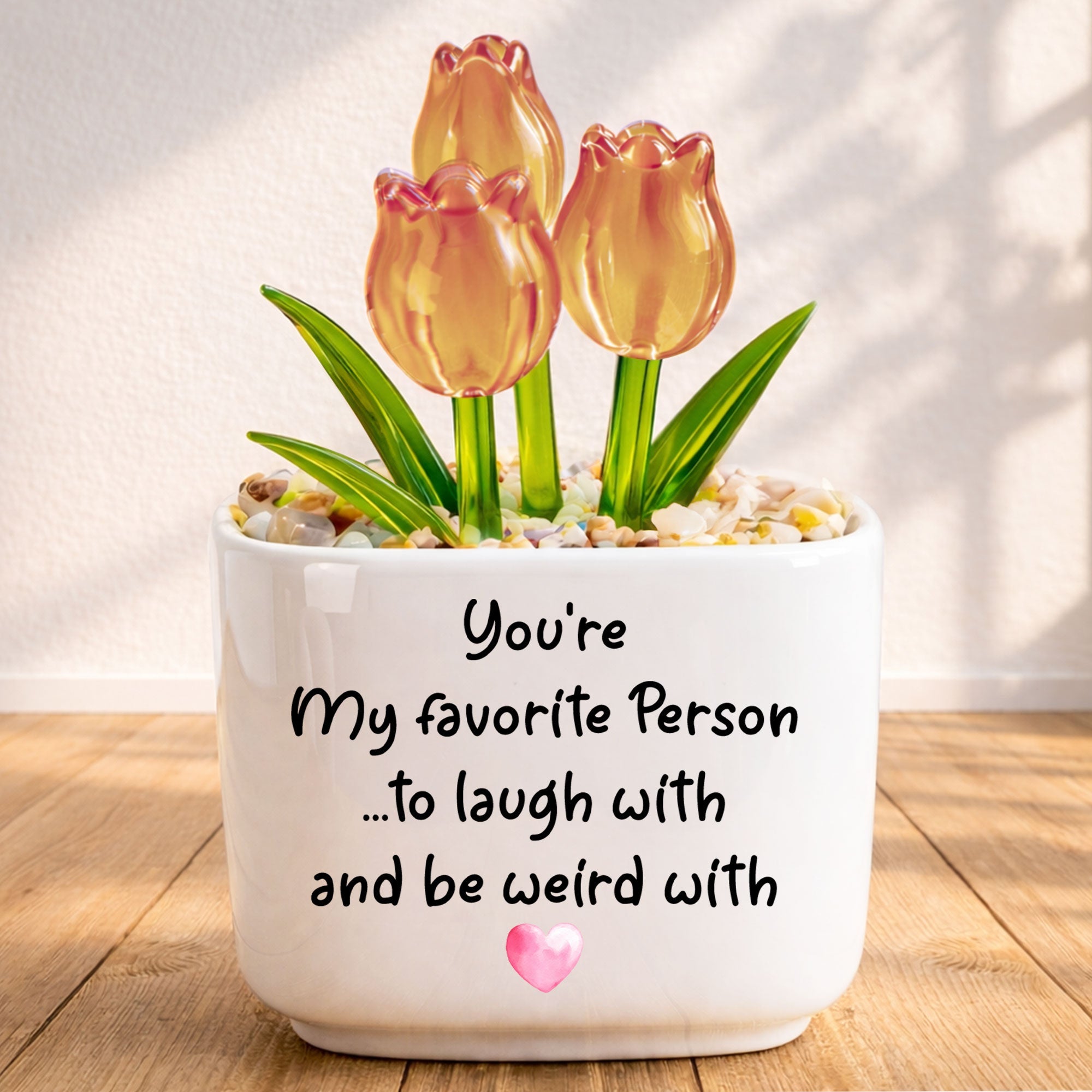 Personalized Glass Tulip Flowers Custom Name Gift for Best Friend