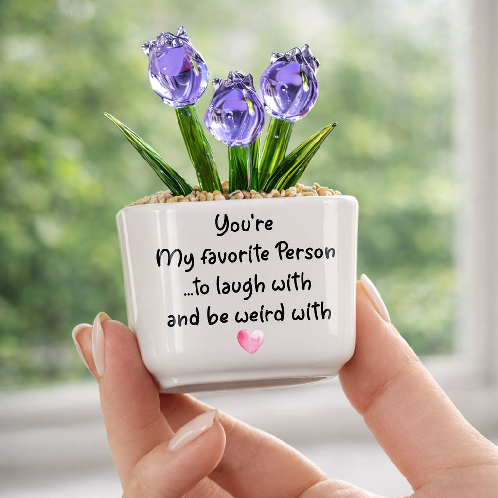 Personalized Glass Tulip Flowers Custom Name Gift for Best Friend