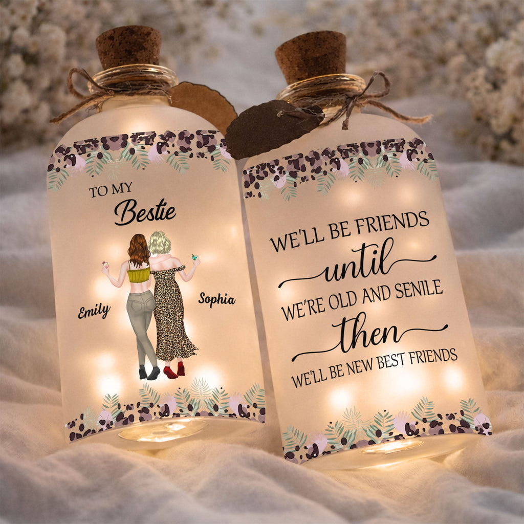 Personalized Frosted Glass Bottle Light Custom Bestie Gift Short Bottle Light GradoCreations