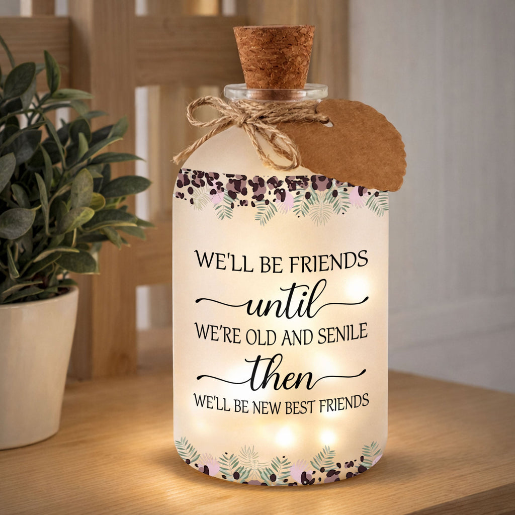 Personalized Frosted Glass Bottle Light Custom Bestie Gift Short Bottle Light GradoCreations