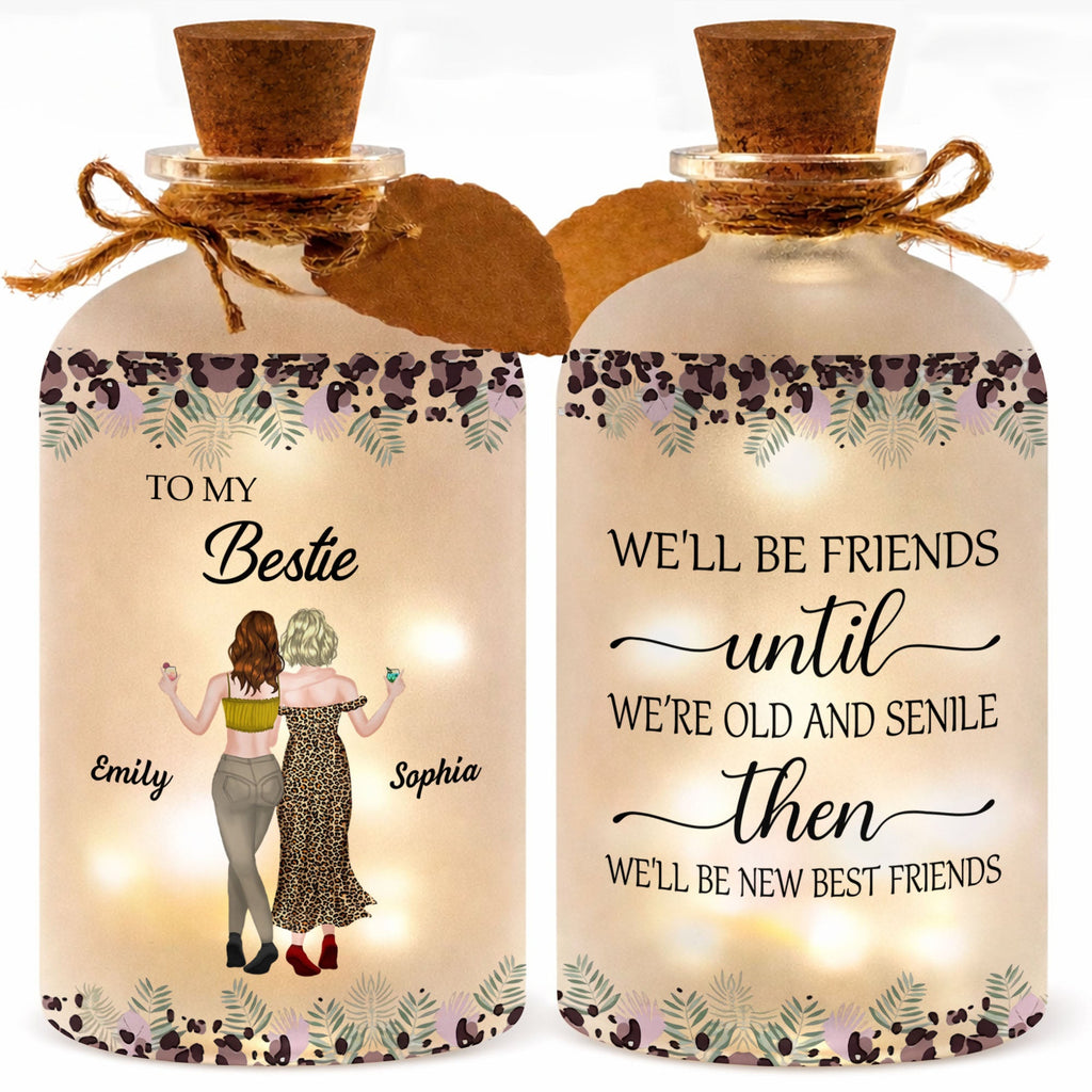 Personalized Frosted Glass Bottle Light Custom Bestie Gift Short Bottle Light GradoCreations