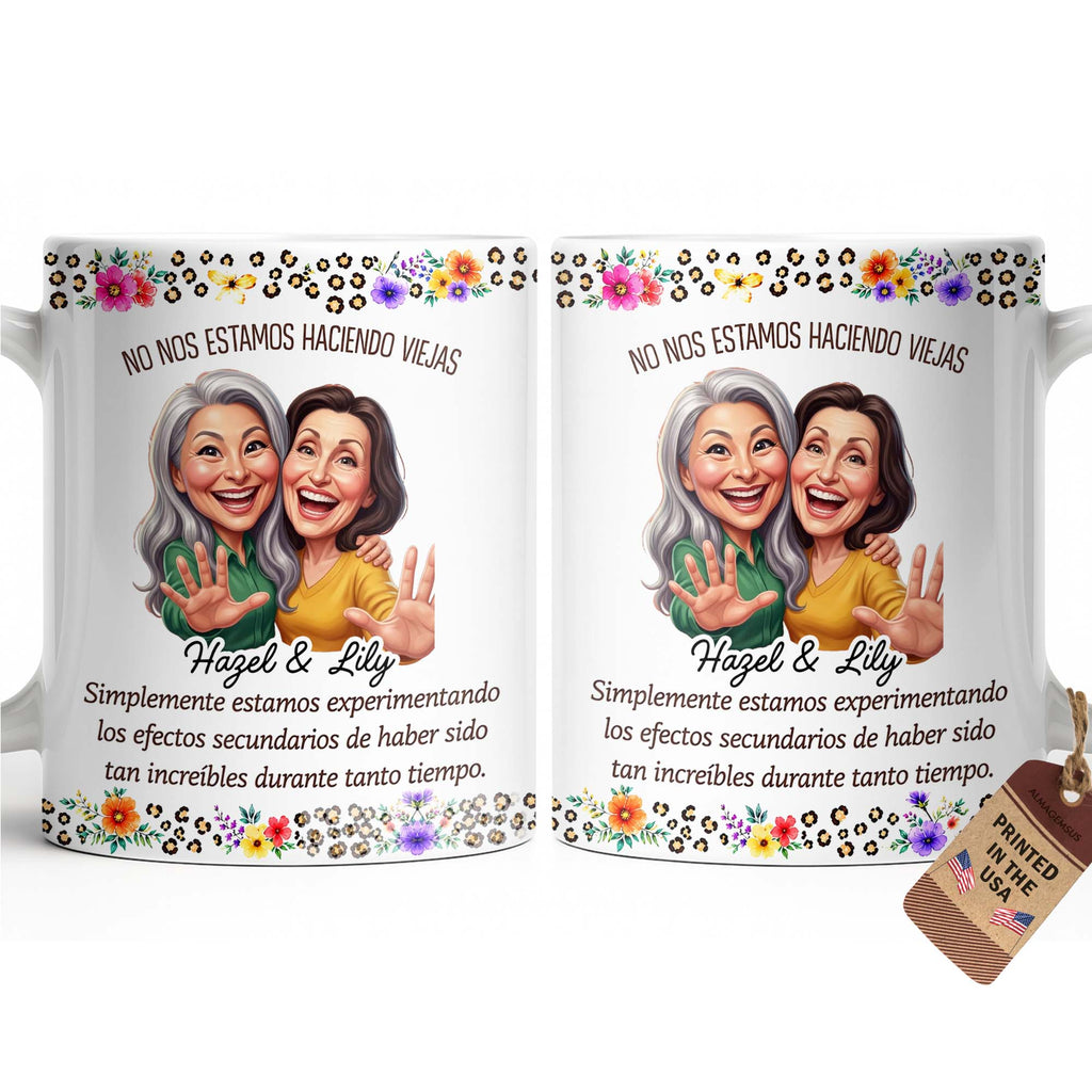 Personalized Best Friends Coffee Mug Custom Flower Design Gift Edge-to-edge Mug GradoCreations
