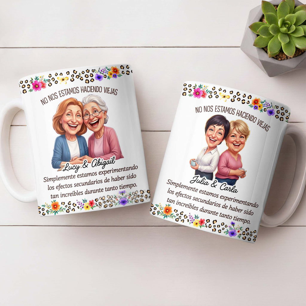 Personalized Best Friends Coffee Mug Custom Flower Design Gift Edge-to-edge Mug GradoCreations