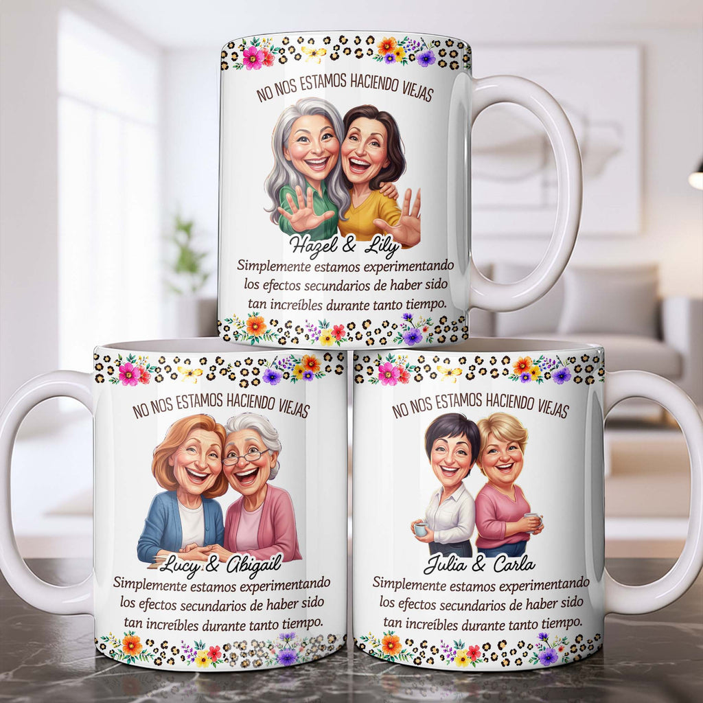 Personalized Best Friends Coffee Mug Custom Flower Design Gift Edge-to-edge Mug GradoCreations