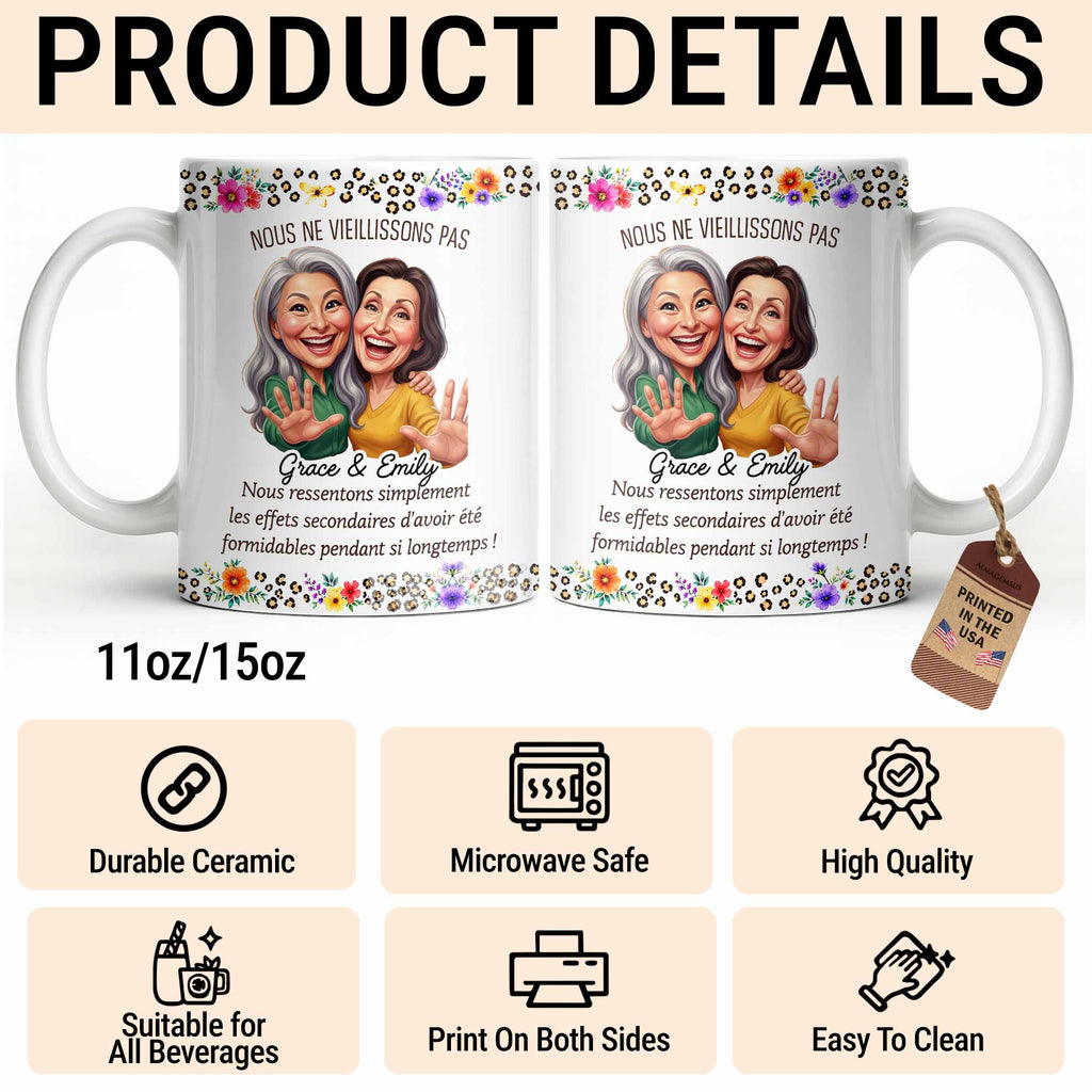 Personalized Floral Coffee Mug Custom Gift for Best Friends Edge-to-edge Mug GradoCreations