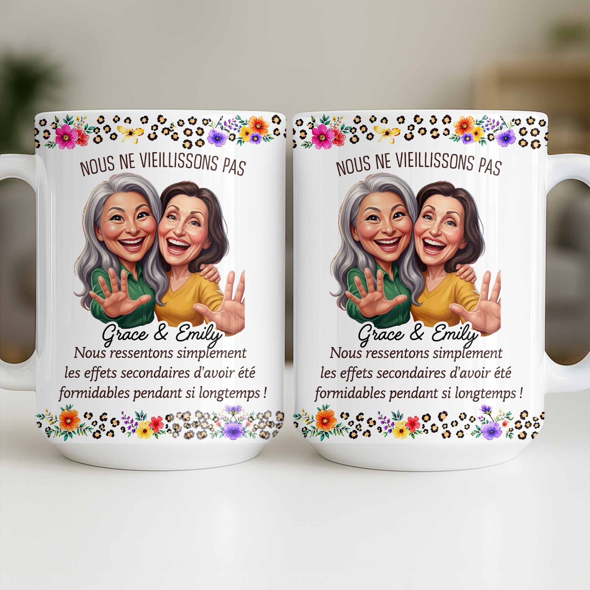 Personalized Floral Coffee Mug Custom Gift for Best Friends Edge-to-edge Mug GradoCreations
