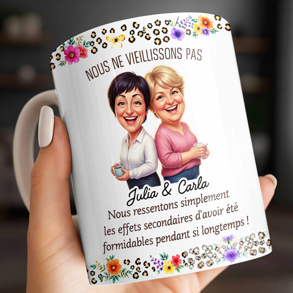 Personalized Floral Coffee Mug Custom Gift for Best Friends Edge-to-edge Mug GradoCreations