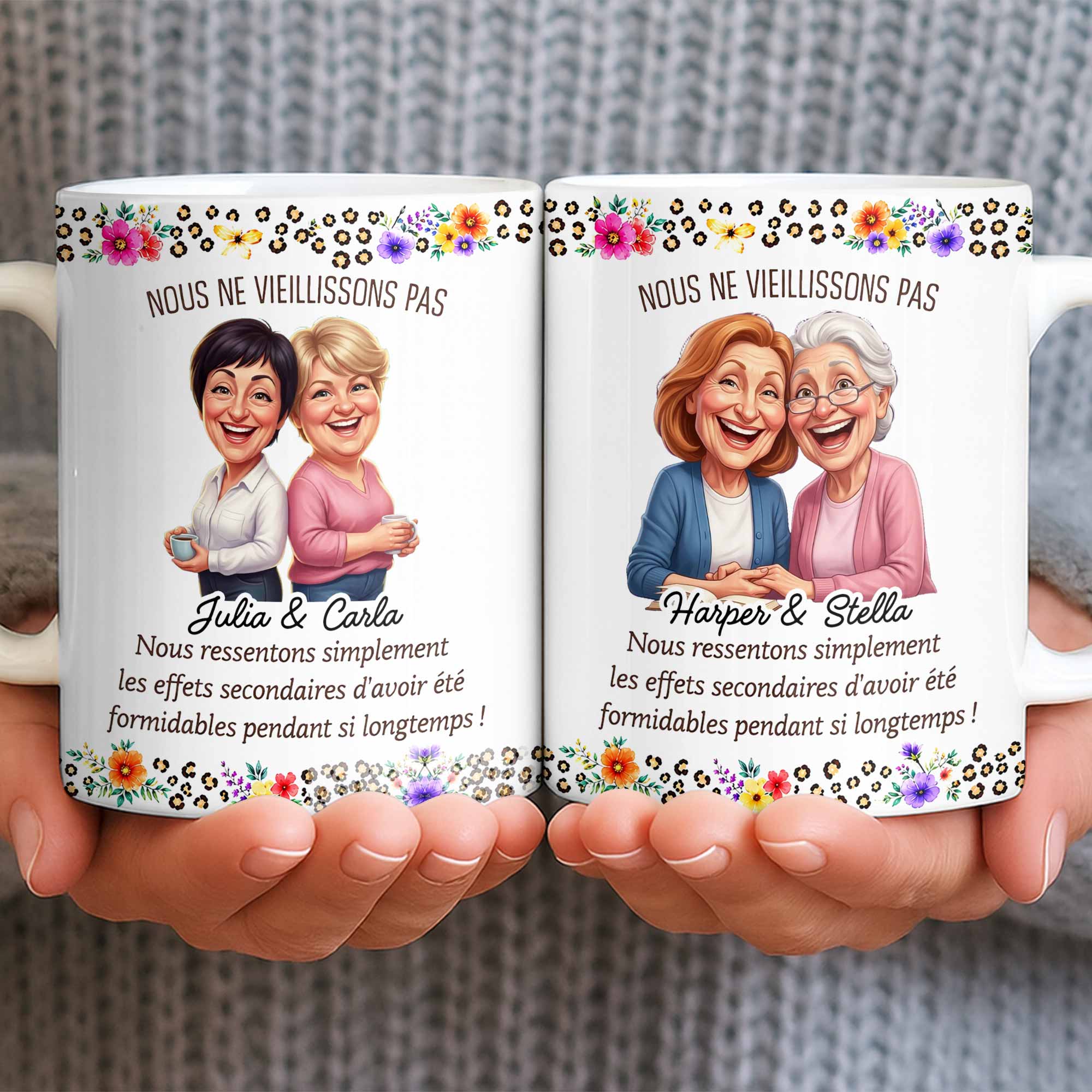 Personalized Floral Coffee Mug Custom Gift for Best Friends Edge-to-edge Mug GradoCreations
