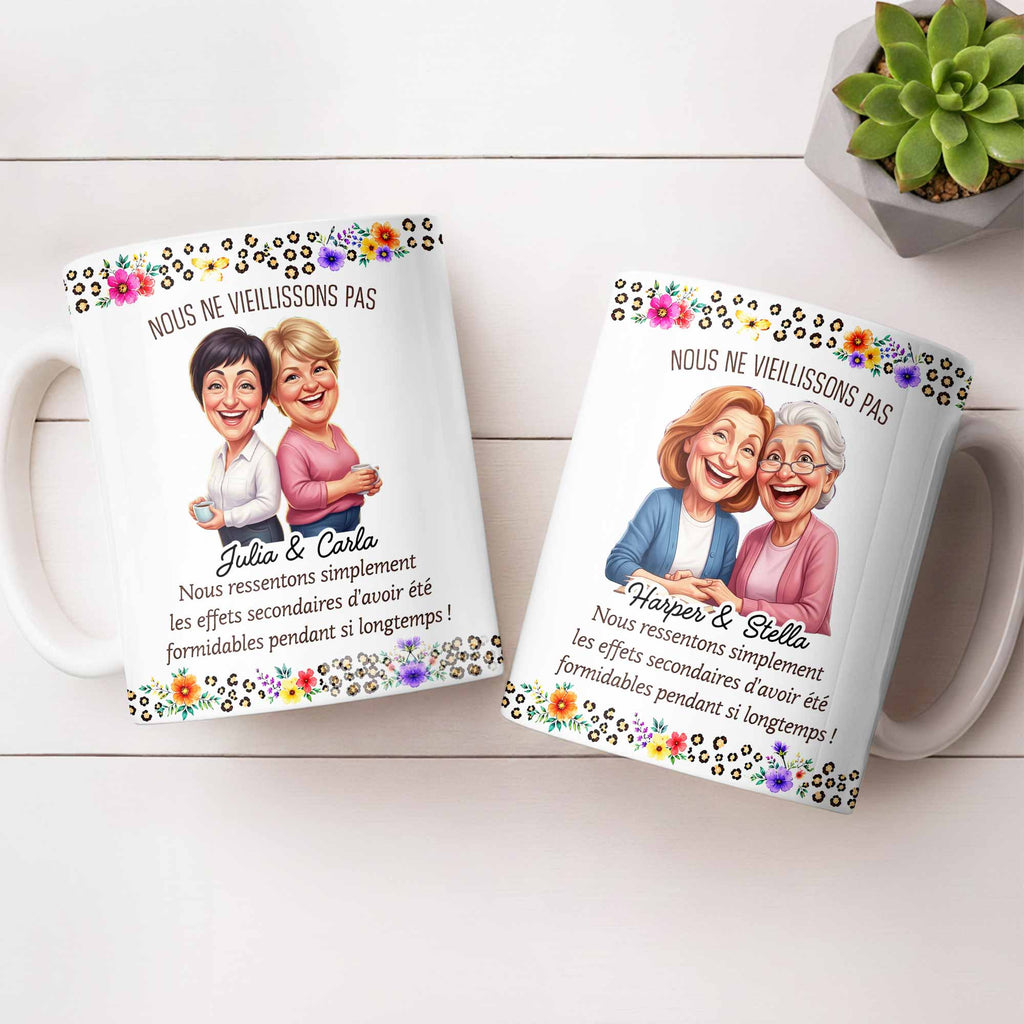 Personalized Floral Coffee Mug Custom Gift for Best Friends Edge-to-edge Mug GradoCreations