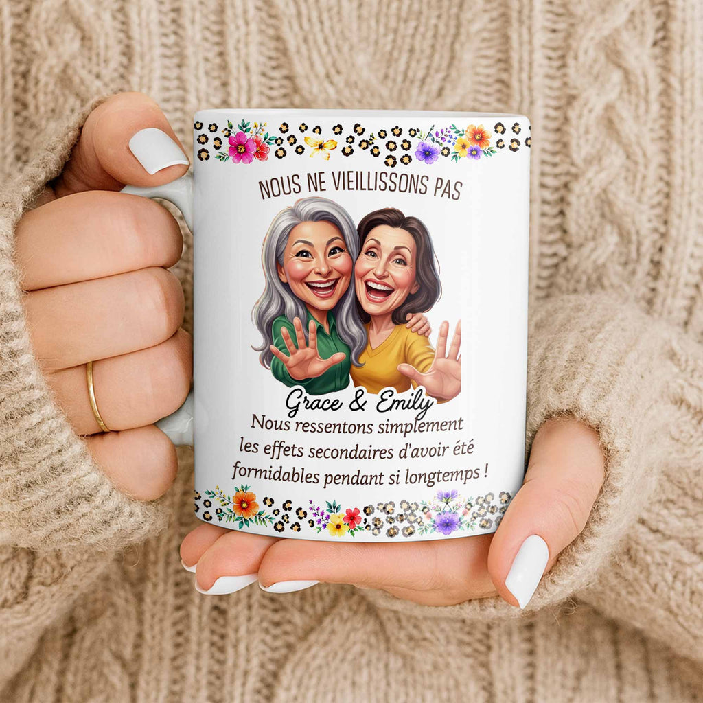 Personalized Floral Coffee Mug Custom Gift for Best Friends Edge-to-edge Mug GradoCreations