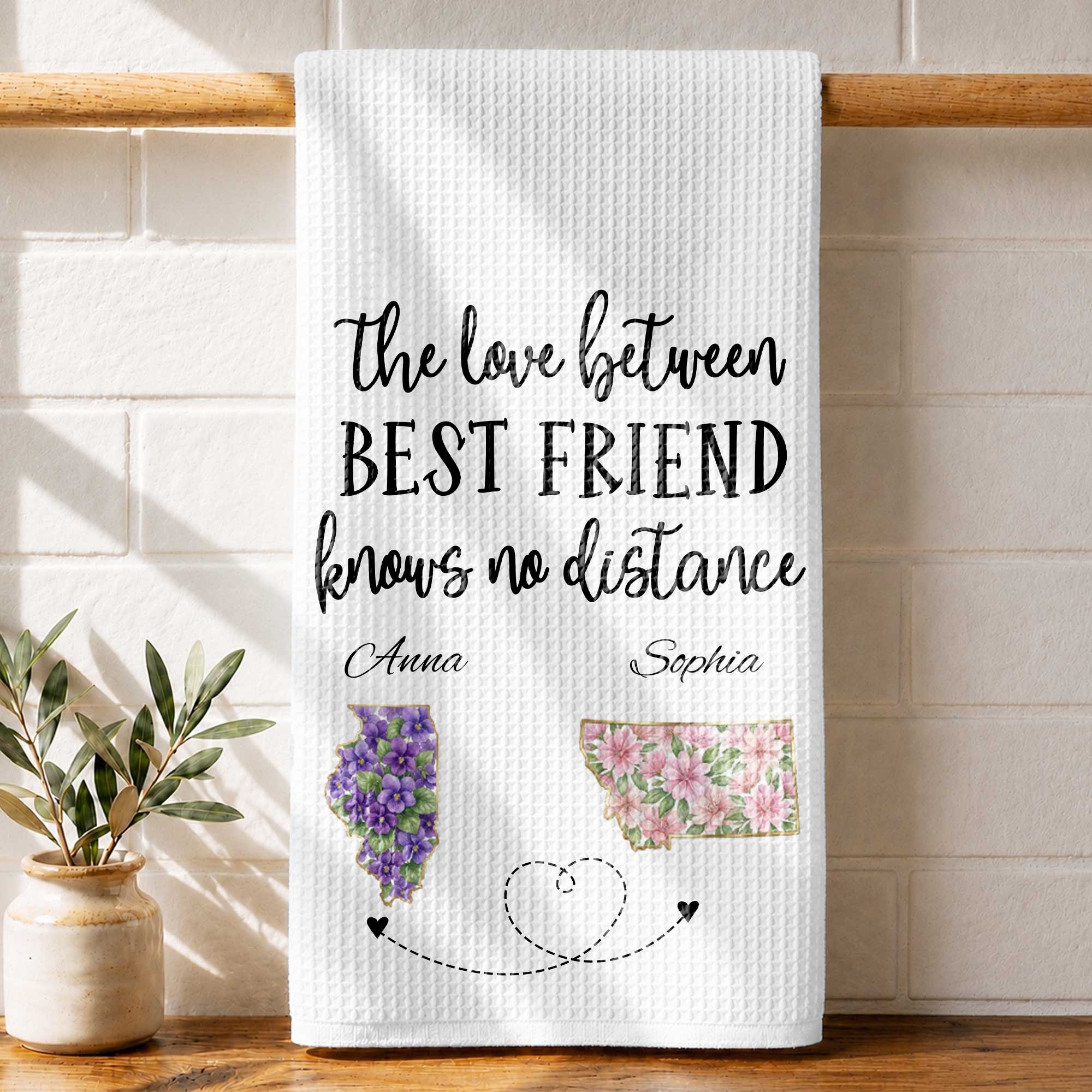 Personalized Kitchen Towel Custom State Best Friend Gift Kitchen Towel GradoCreations