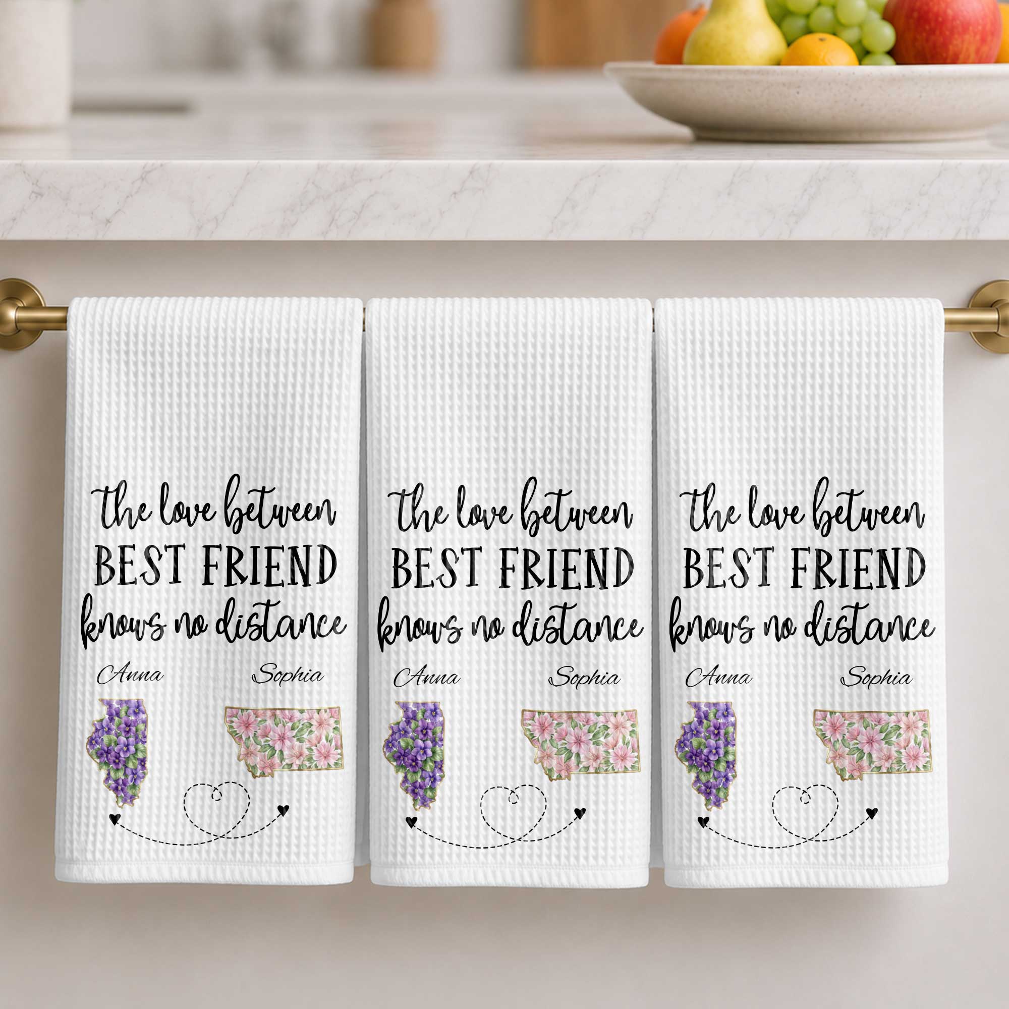 Personalized Kitchen Towel Custom State Best Friend Gift Kitchen Towel GradoCreations