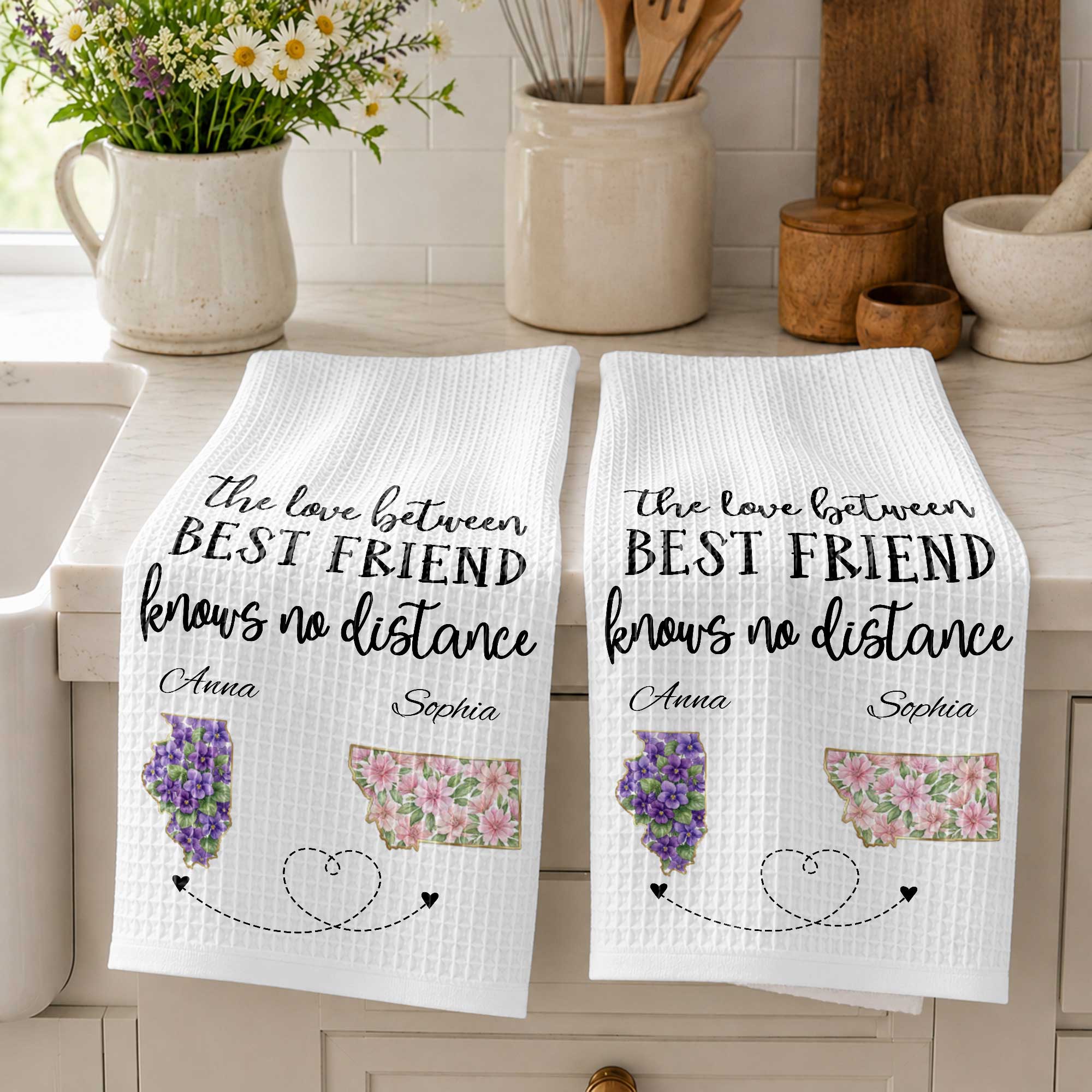 Personalized Kitchen Towel Custom State Best Friend Gift Kitchen Towel GradoCreations