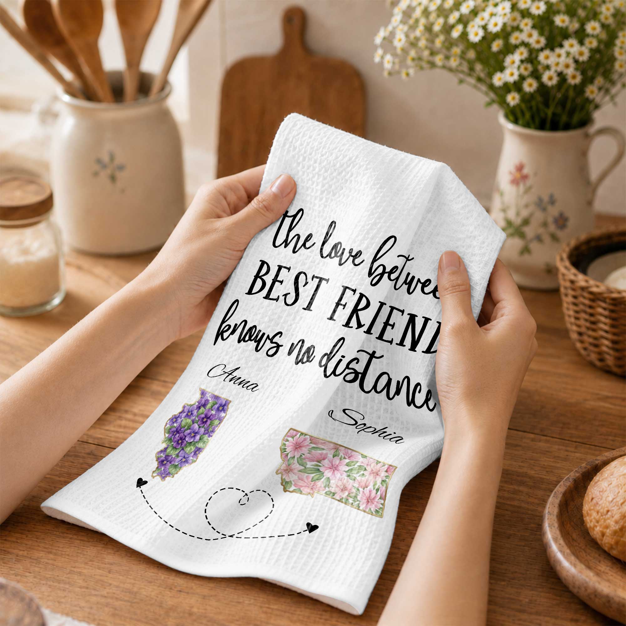 Personalized Kitchen Towel Custom State Best Friend Gift Kitchen Towel GradoCreations