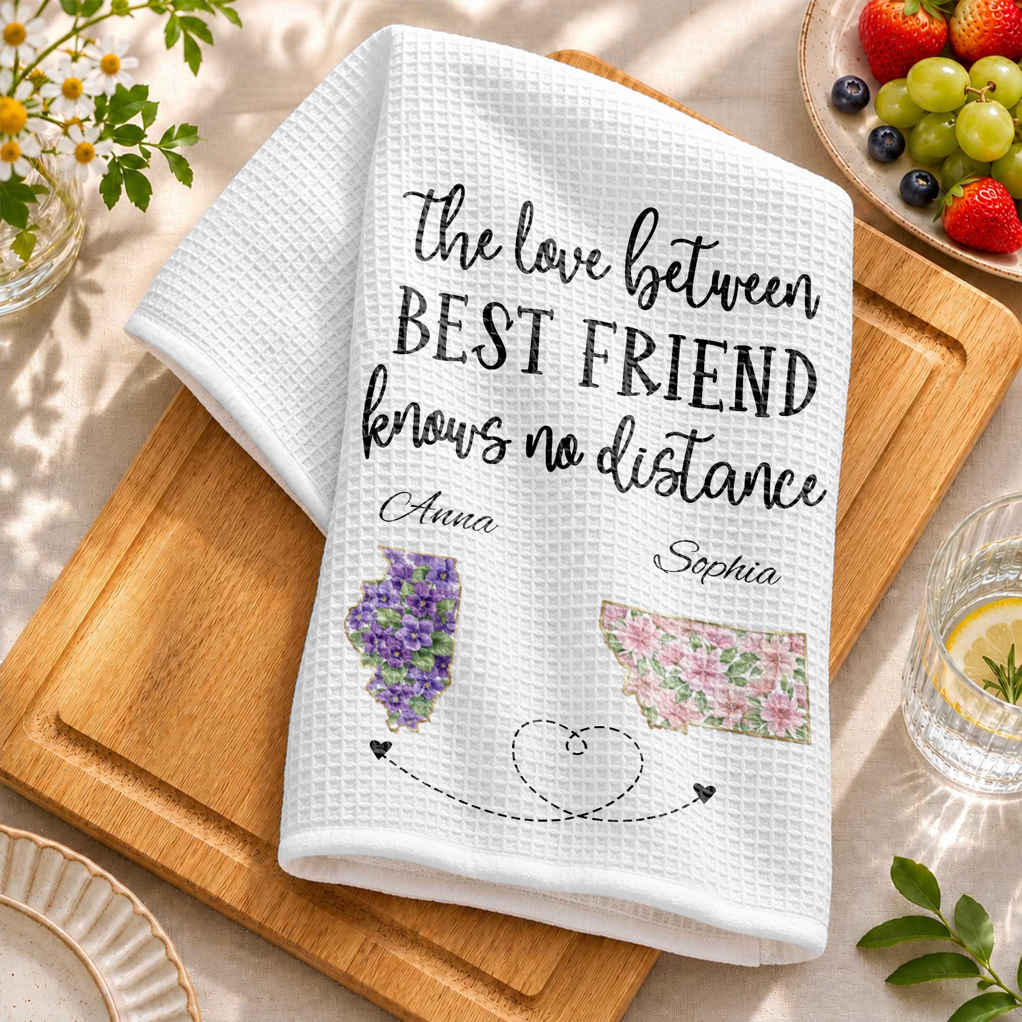 Personalized Kitchen Towel Custom State Best Friend Gift Kitchen Towel GradoCreations