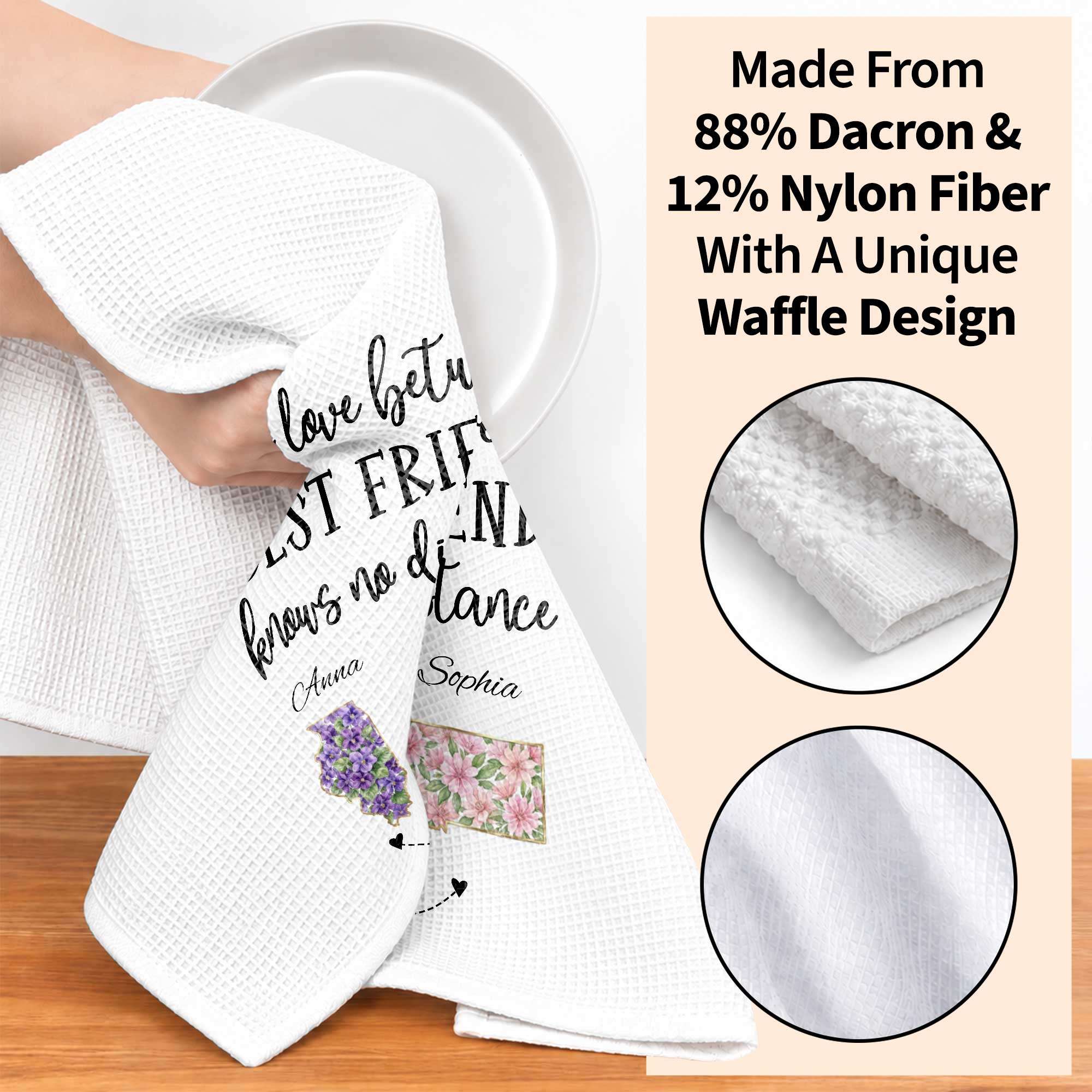 Personalized Kitchen Towel Custom State Best Friend Gift Kitchen Towel GradoCreations