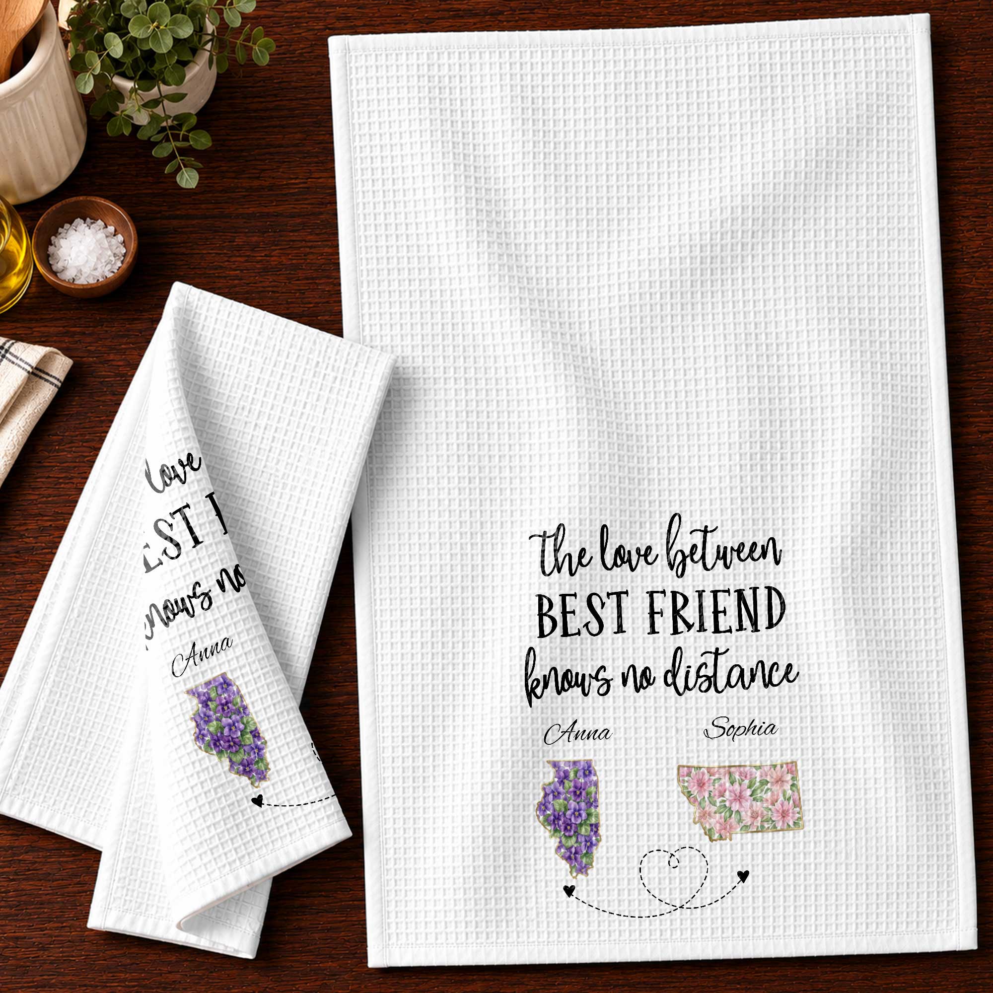 Personalized Kitchen Towel Custom State Best Friend Gift Kitchen Towel GradoCreations